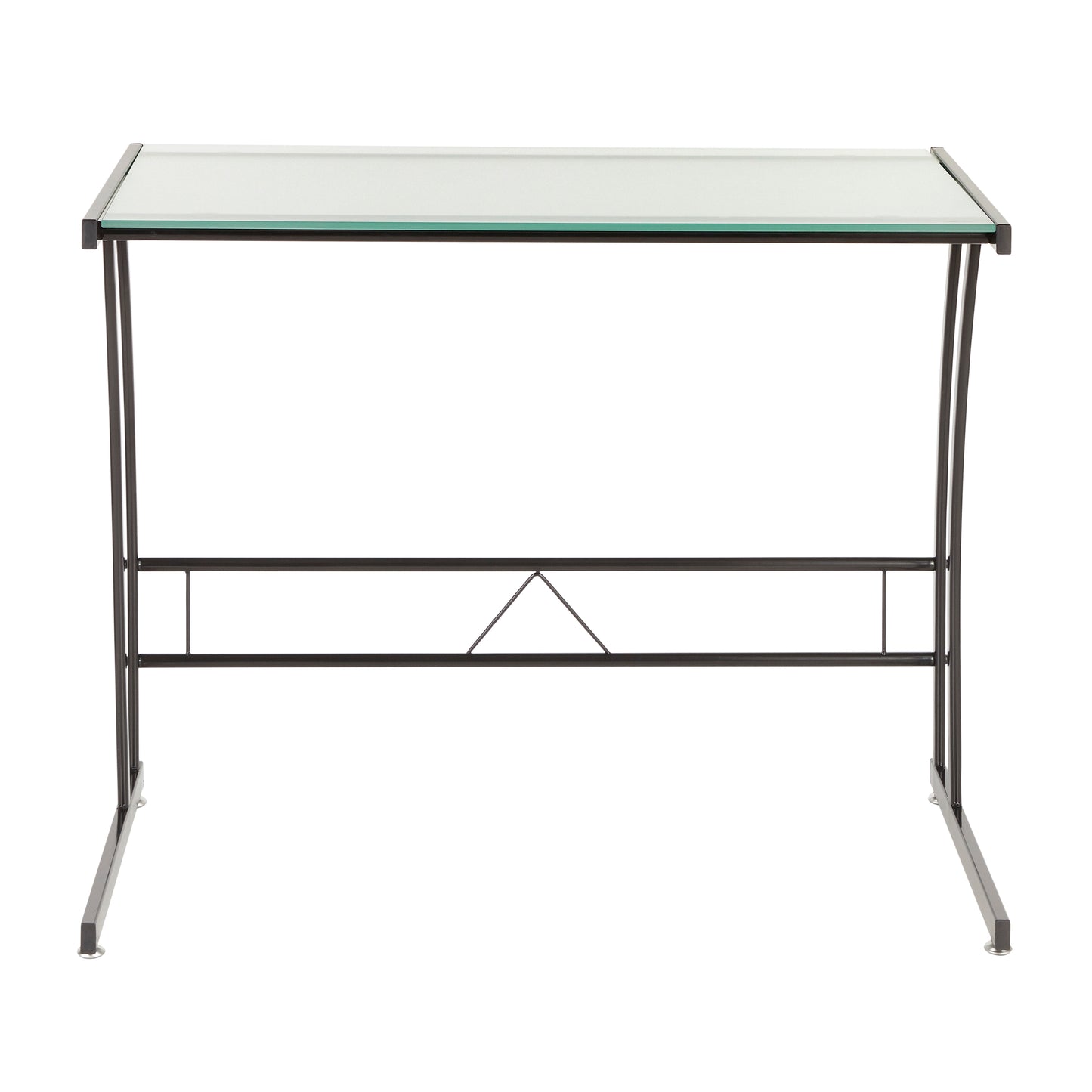 Modern White Glass-Top Desk with Black Metal Frame for Workspace by LumiSource