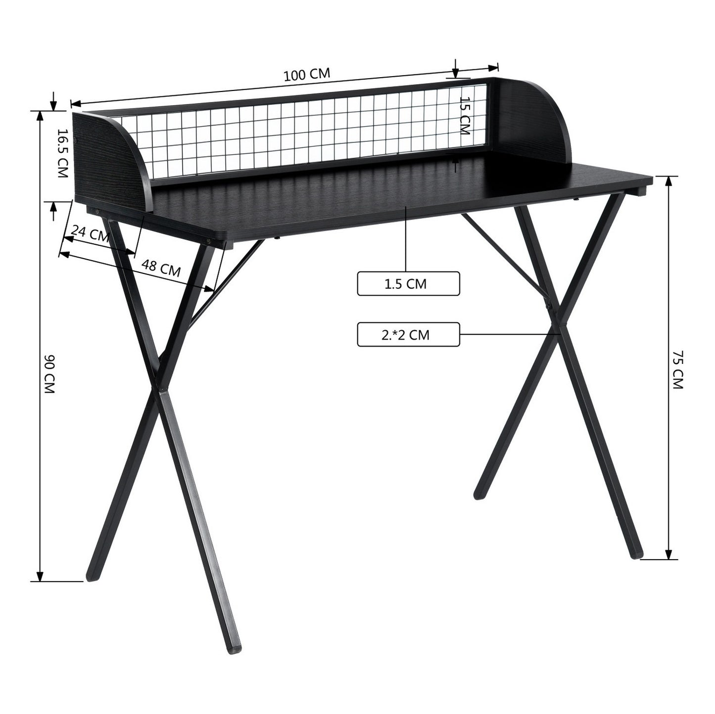 Black Rectangular Computer and Writing Desk with Modern Design