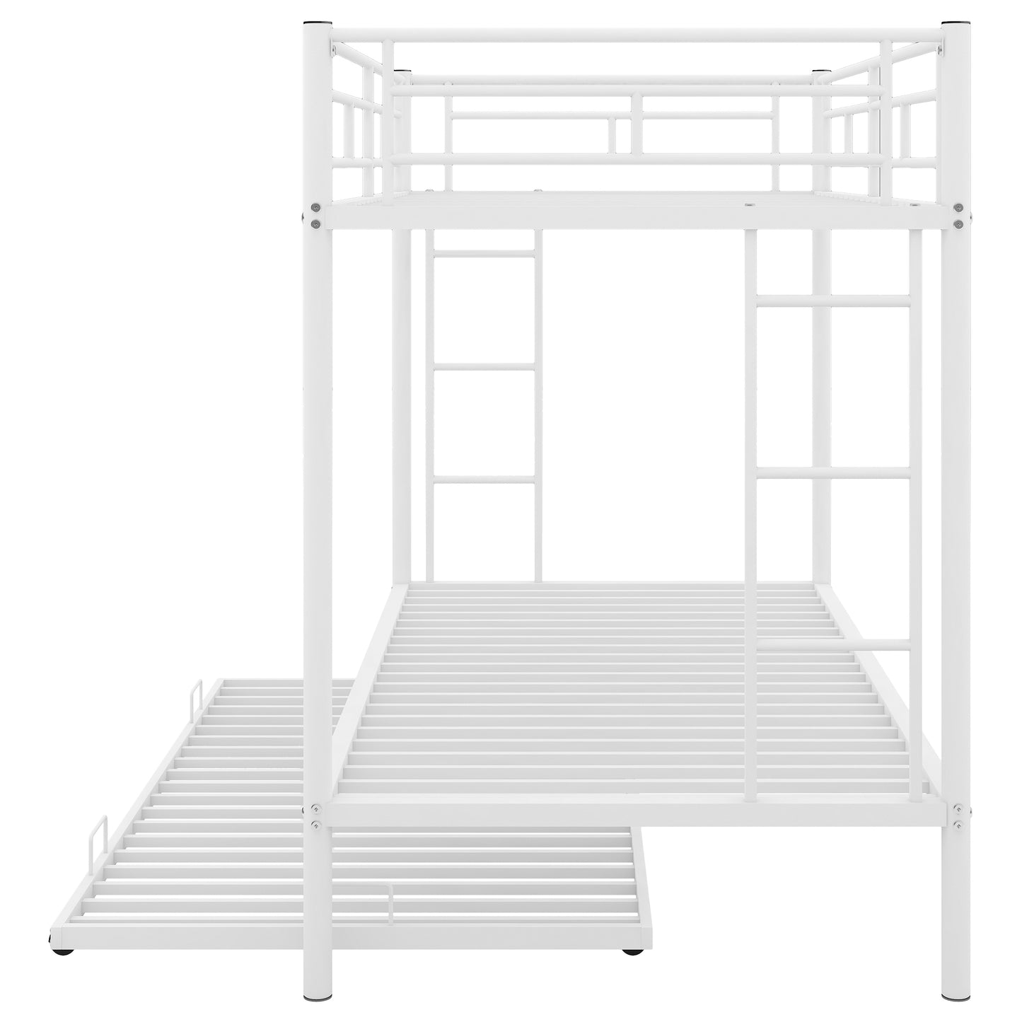 White Space-Saving Twin Bunk Bed with Trundle