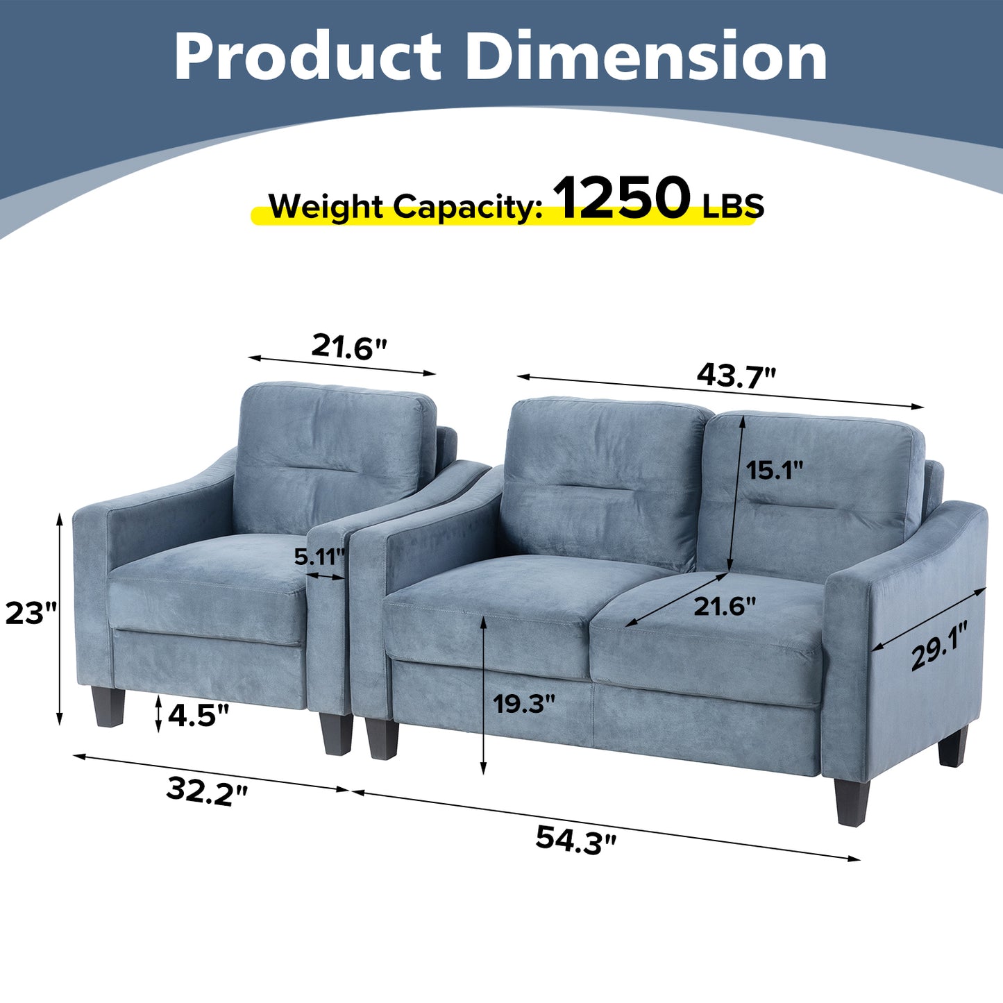 Couch Comfortable Sectional Couches and Sofas for Living Room Bedroom Office Small Space