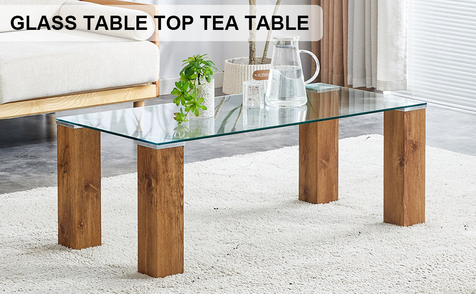 Elegant Glass Coffee Table with Durable MDF Legs - Stylish Combination of Sophistication and Strength