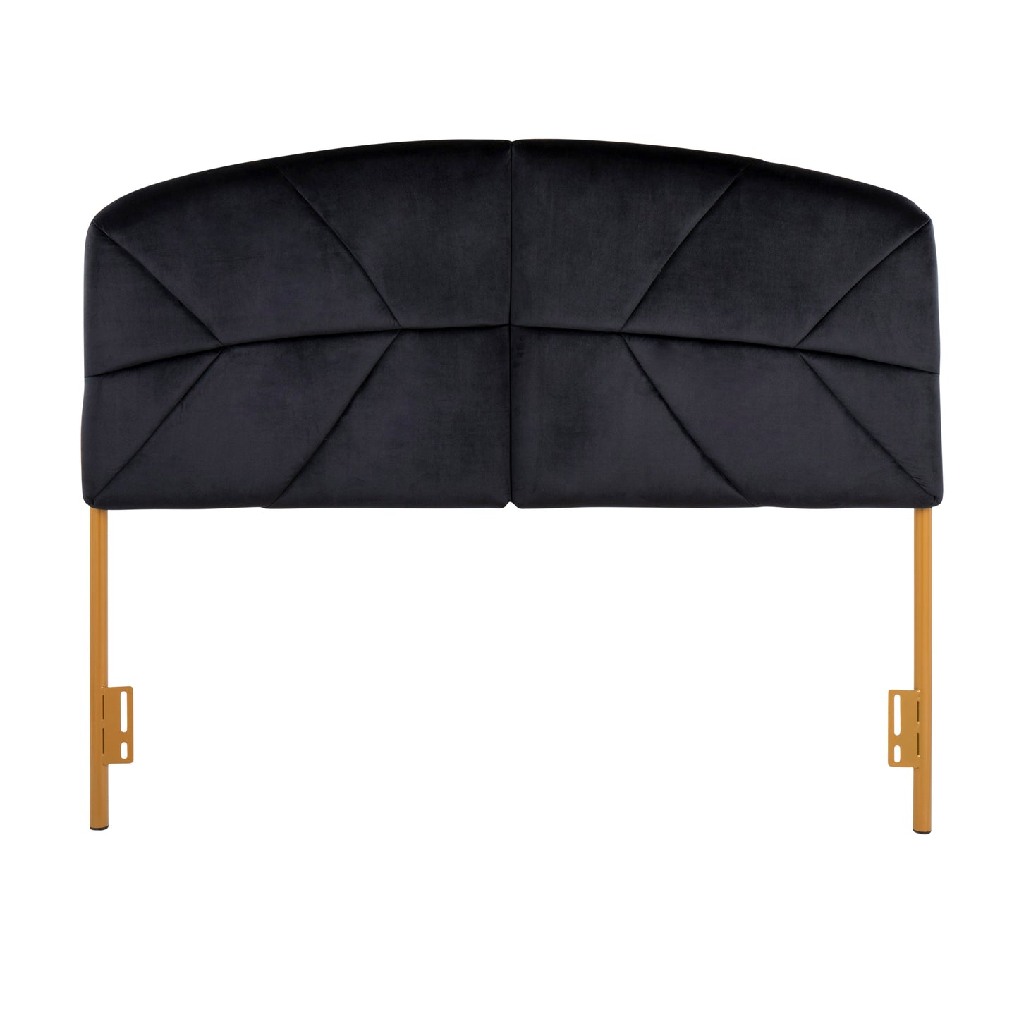 Lindsey Contemporary/Glam Queen Headboard in Gold Steel and Black Velvet by LumiSource