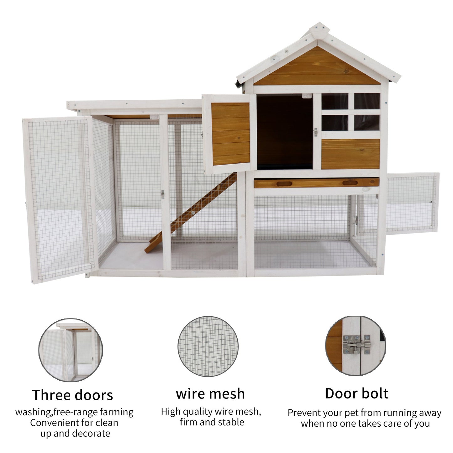 Deluxe Wooden Chicken Coop Hen House Rabbit Wood Hutch Poultry Cage Habitat