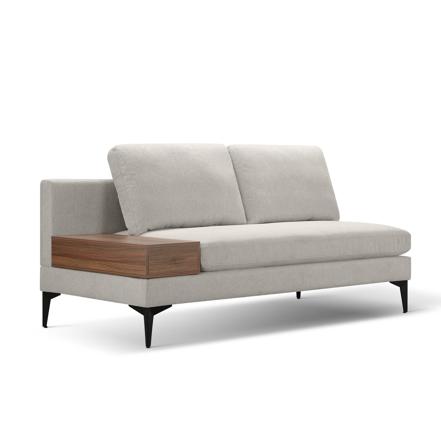 L Shape Modern Sectional L Shape Couch Sofa with Reversible Chaise and Armless 2 Seater Loveseat , 2 Piece Free Combination Sectional Couch with Left or Right Arm Facing Chaise, Texture Champange