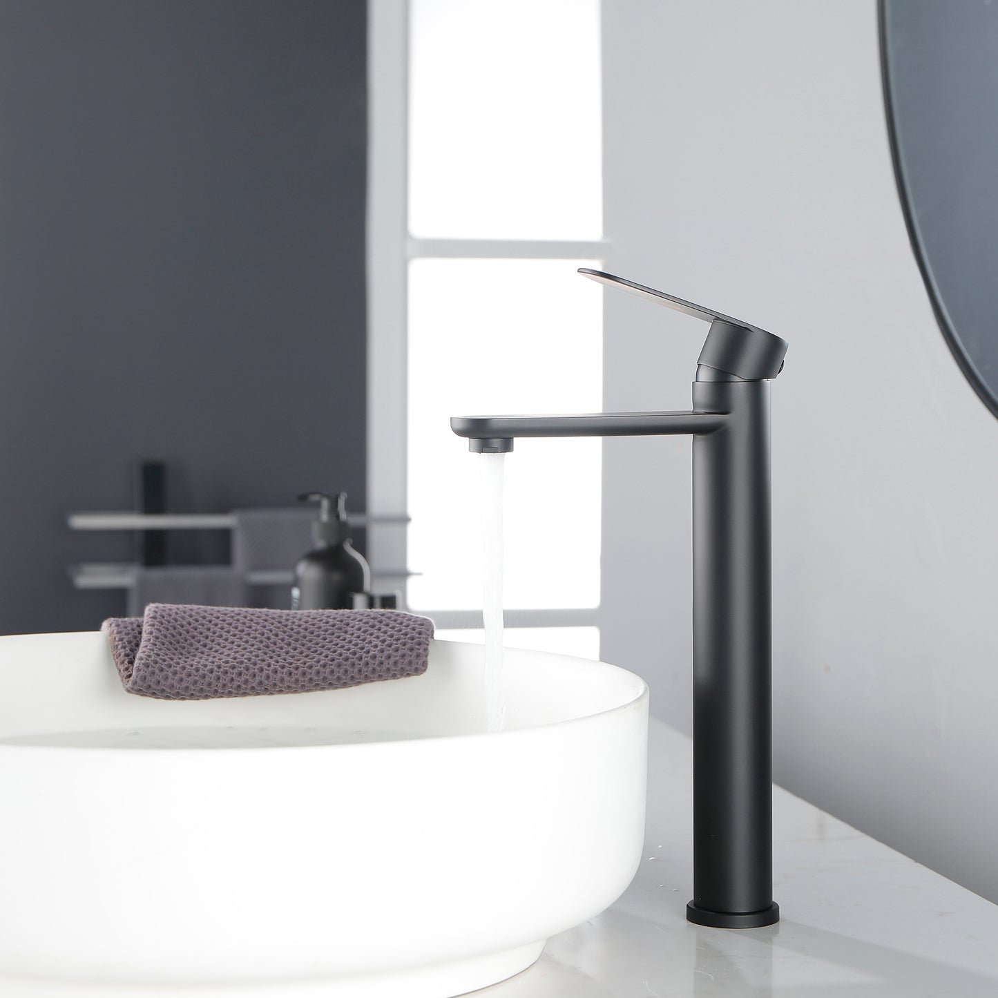 Elegant Matte Black Brass Bathroom Faucet