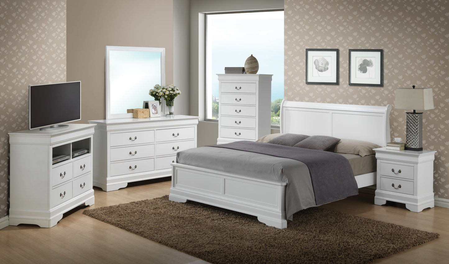 Louis Phillipe G3190E-QB3 Queen  Bed , White