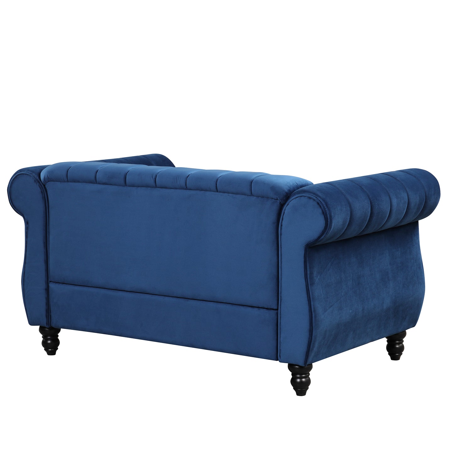 51 Modern Button Tufted Blue Upholstered Sofa with Solid Wood Legs