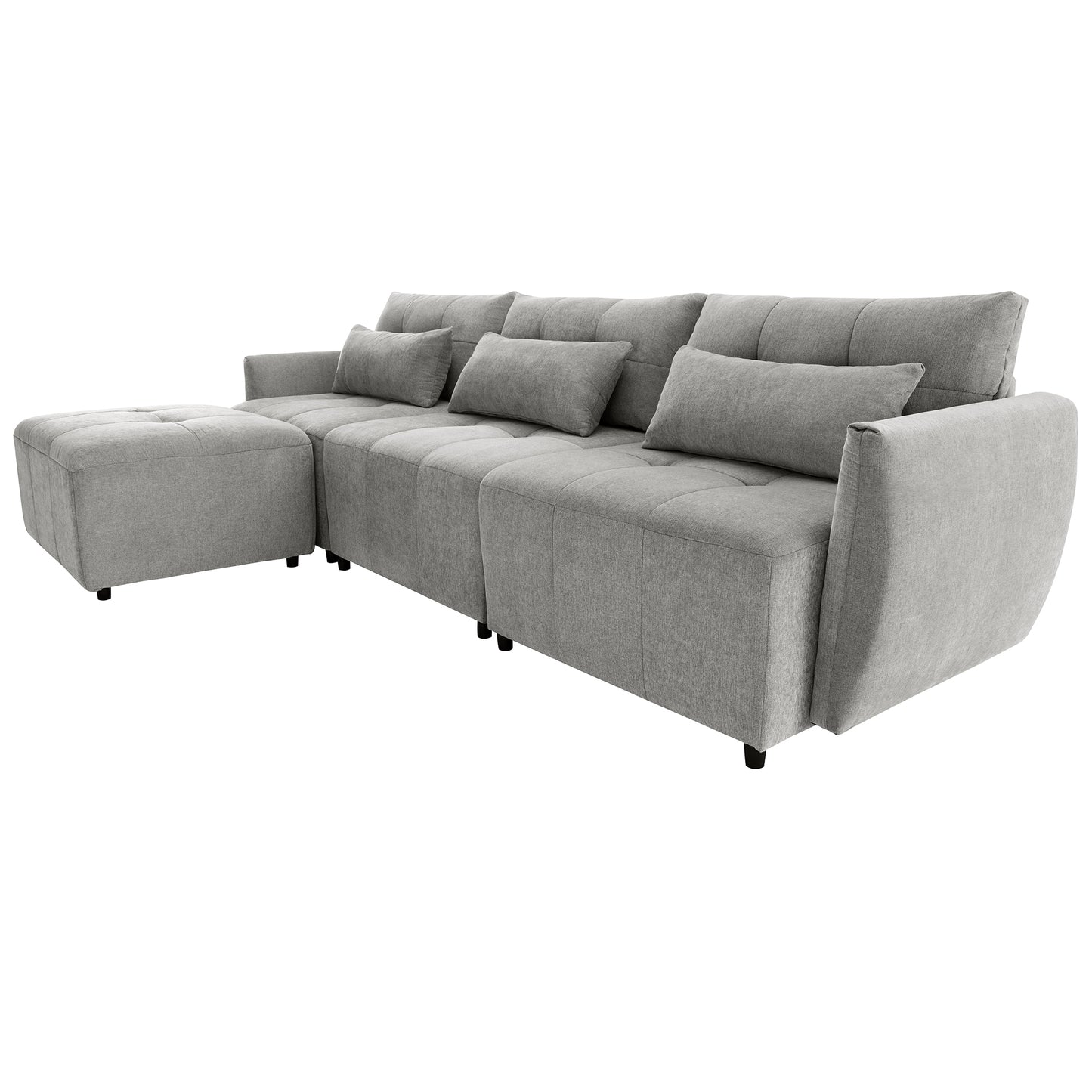 Convertible L-Shaped Sectional Sofa with Movable Ottoman and USB Ports