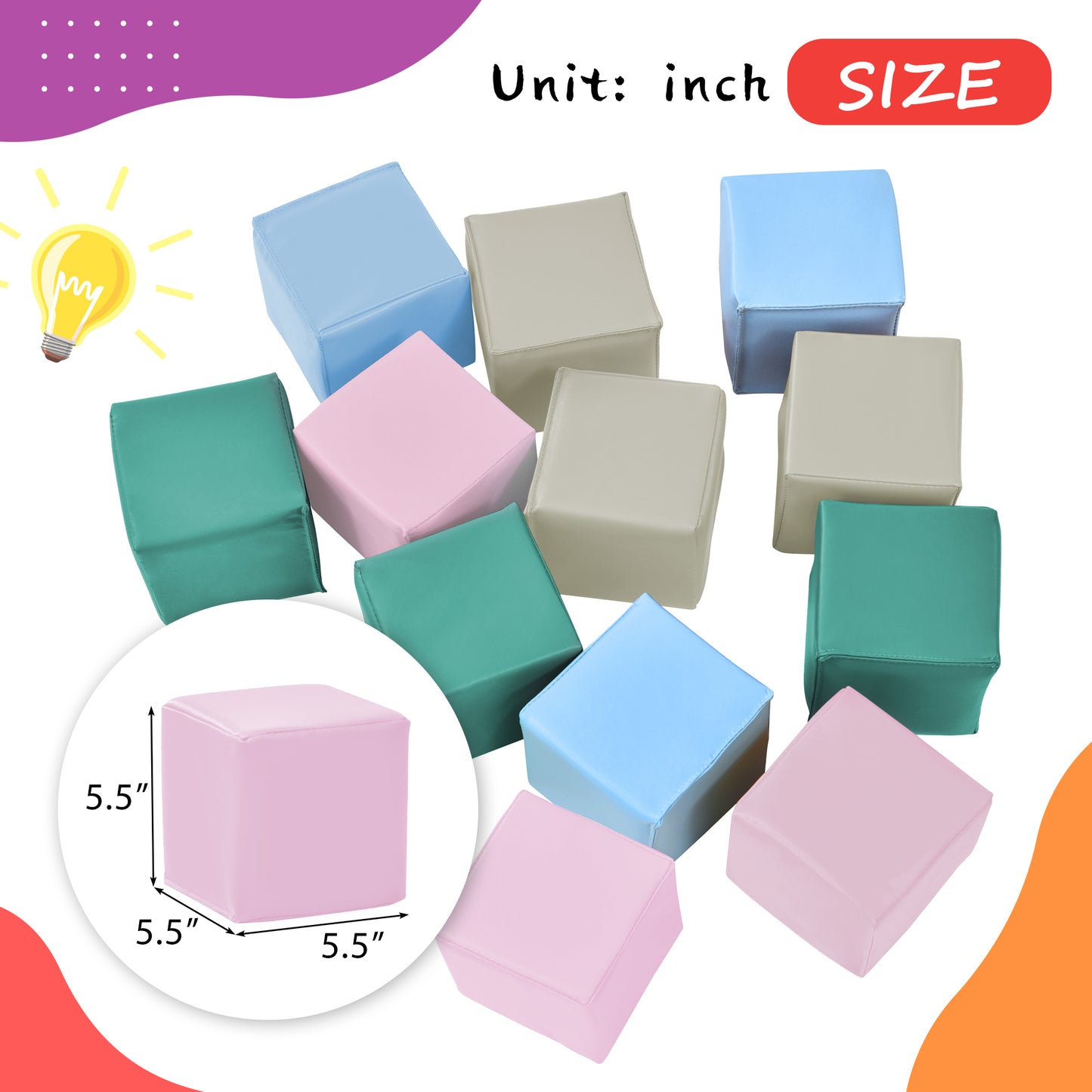 SoftZone Toddler Foam Block Playset, Soft Colorful Stacking Play Module Blocks Big Foam Shapes for Babies and Kids Building, Easy Clean Safe Indoor Active Play Structure