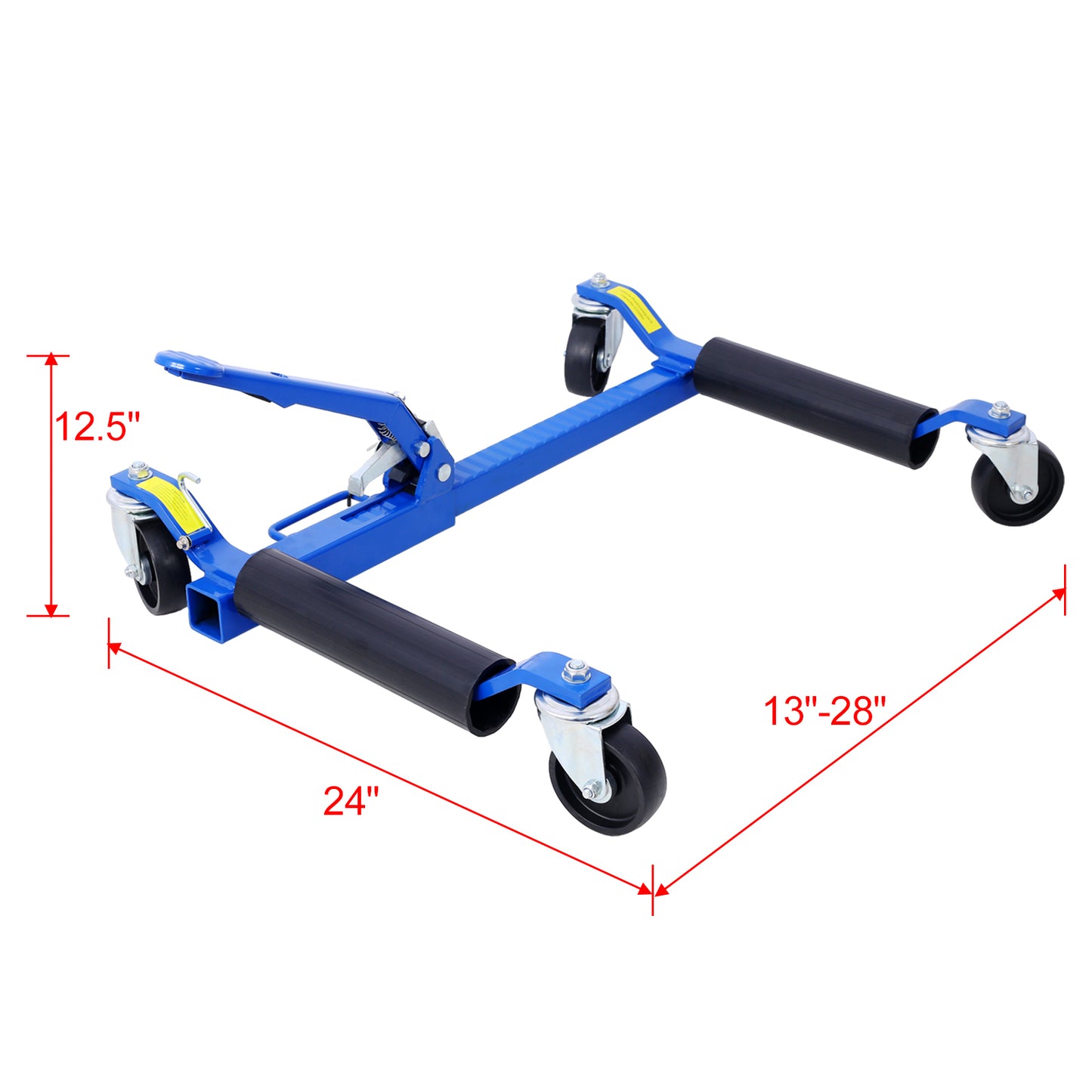 Set of (2) Wheel Dolly Car Skates Vehicle Positioning Hydraulic Tire Jack Ratcheting Foot Pedal Lift Hydraulic Car Wheel Dolly, 1,500lbs blue