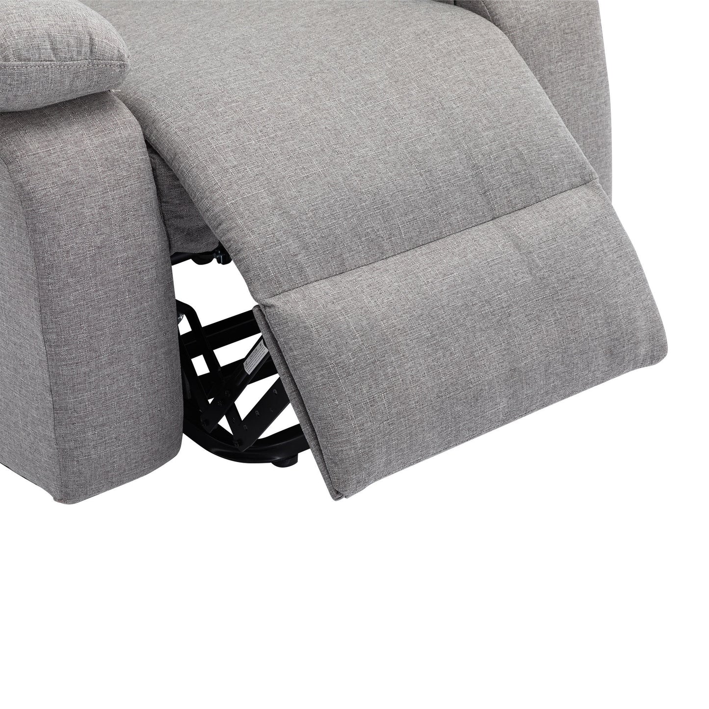 Elderly Power Lift Recliner Chair with Heating, Massage, and USB Charging: Cotton Linen Gray