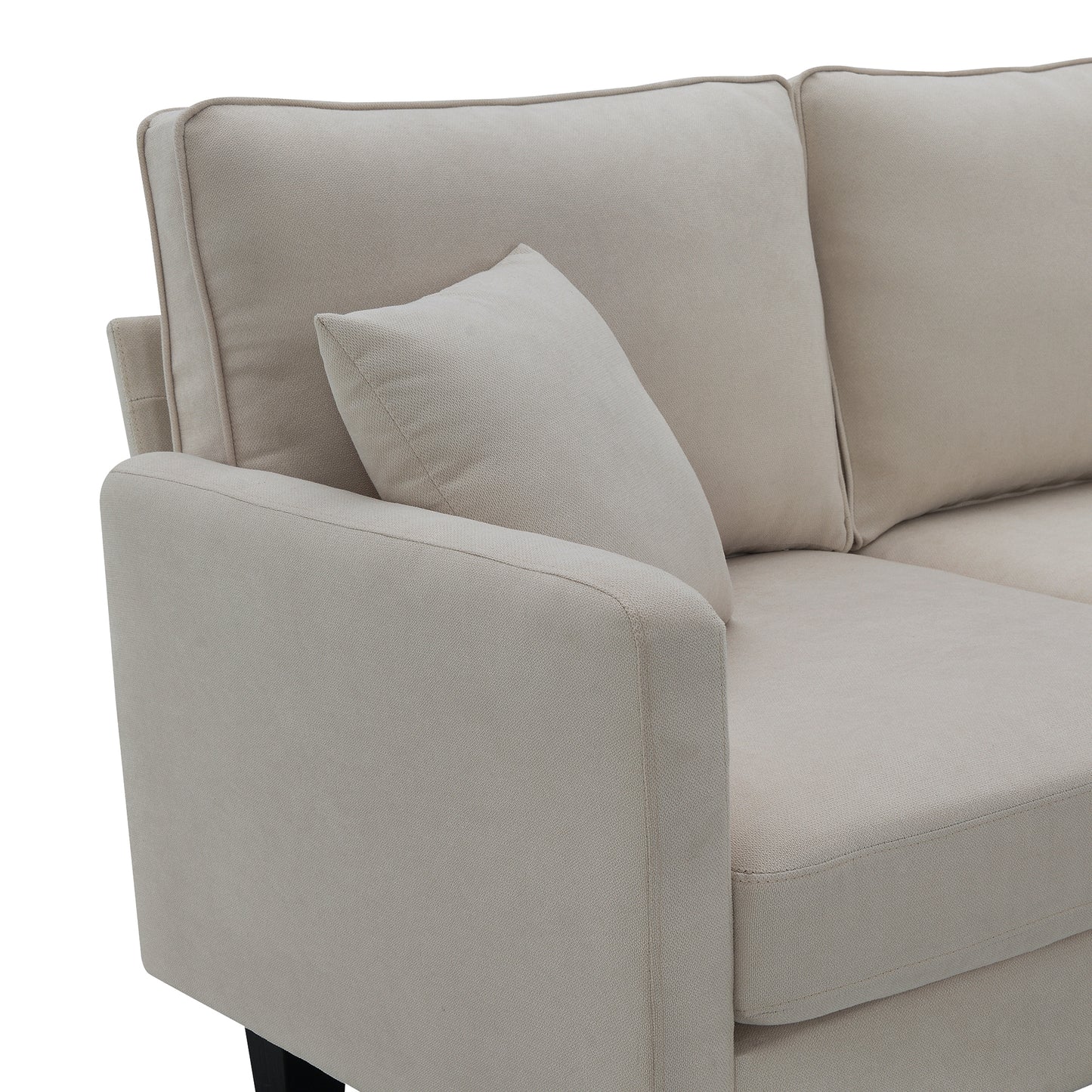 Terrycloth Minimalist L-Shaped Sectional Sofa with Chaise Lounge