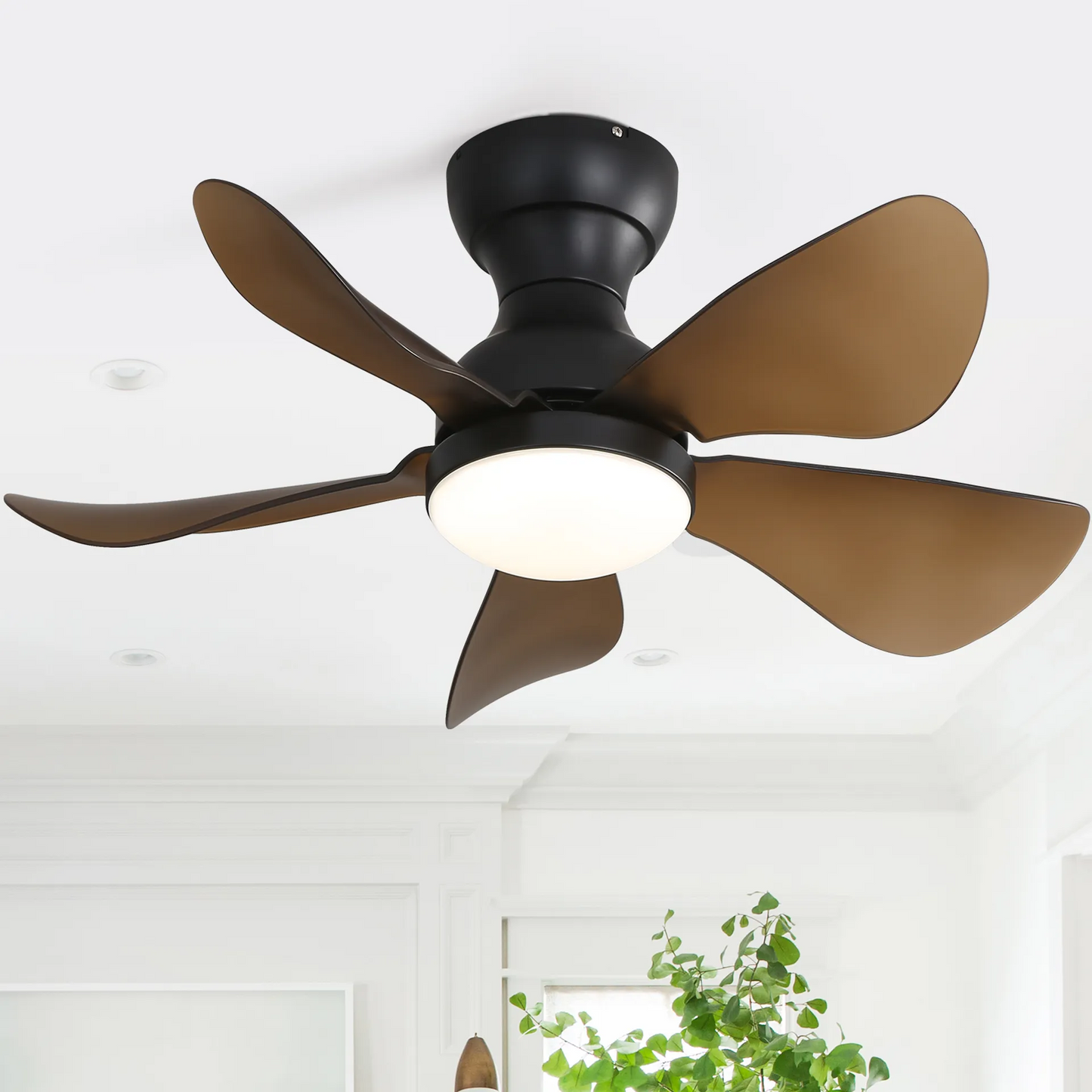 29 Inch Sleek Black Ceiling Fan with Whisper-Quiet Reversible Motor & Remote Control