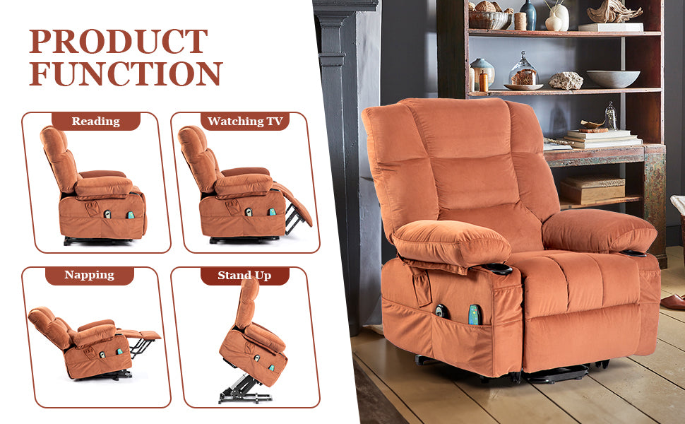 Comfort Plus Elderly Power Lift Recliner Chair with Heat and Massage