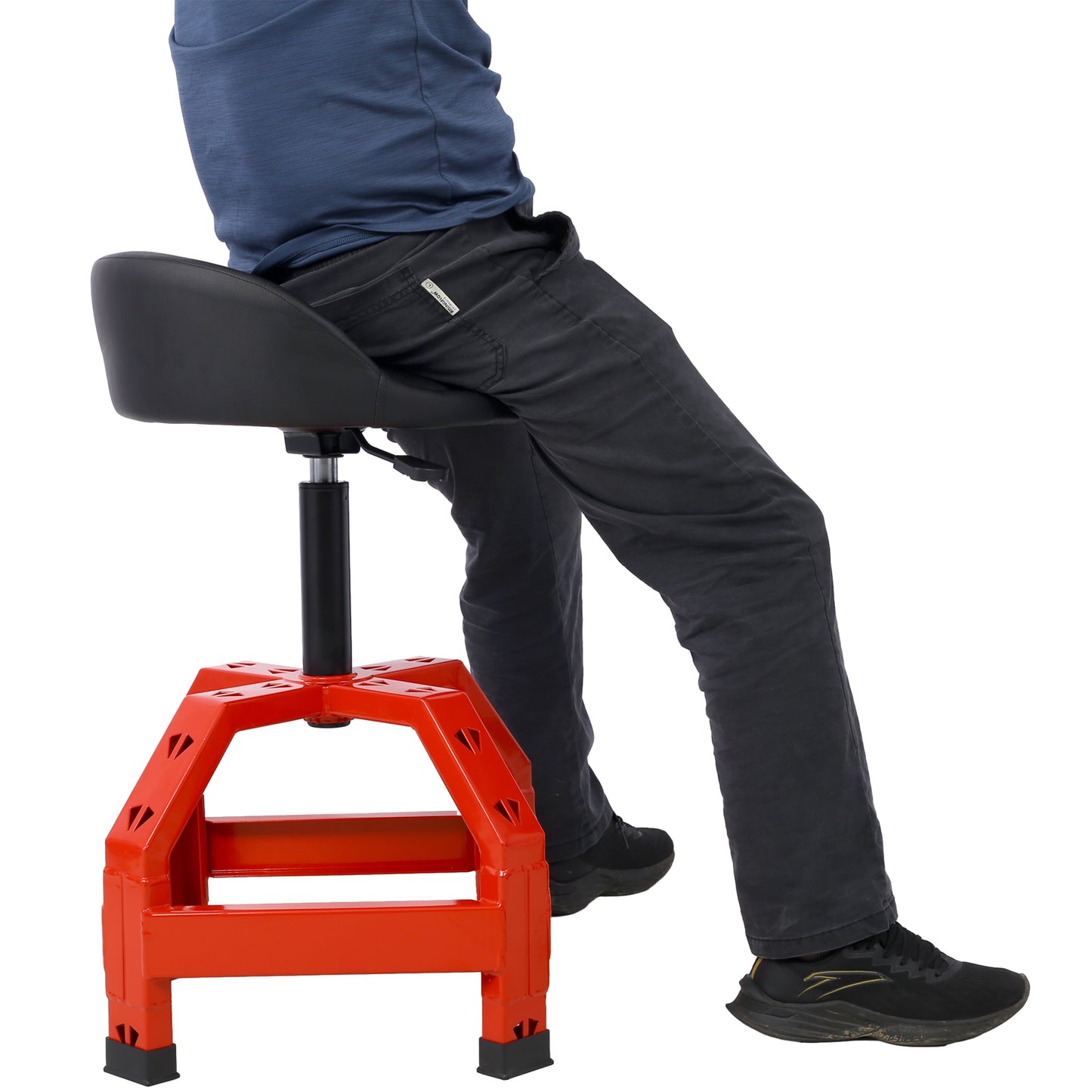 Pneumatic 360 Degree Swivel Stool, Mechanics Rolling Creeper Seat, Heavy Duty  Mechanics Stool, red