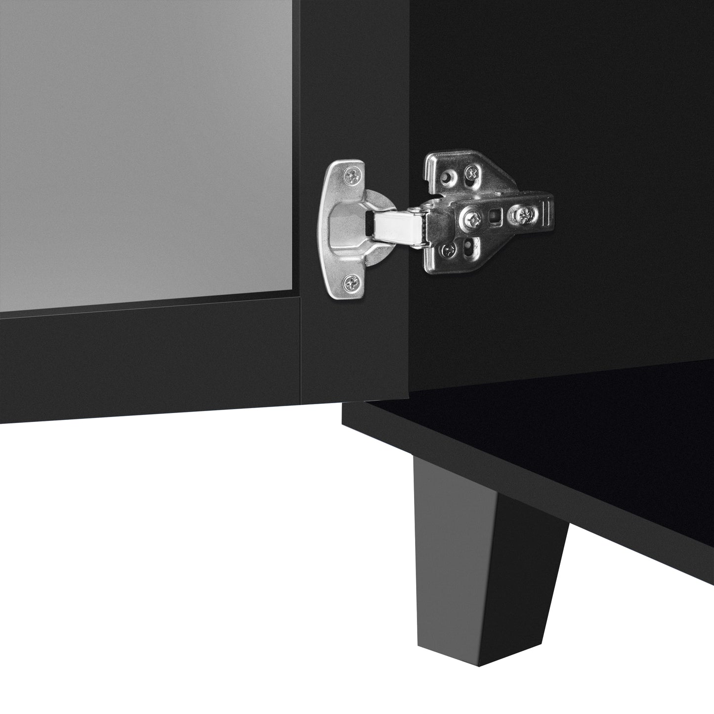 Adjustable Shelves Buffet Cabinet: Multifunctional Black Mirror TV Stand