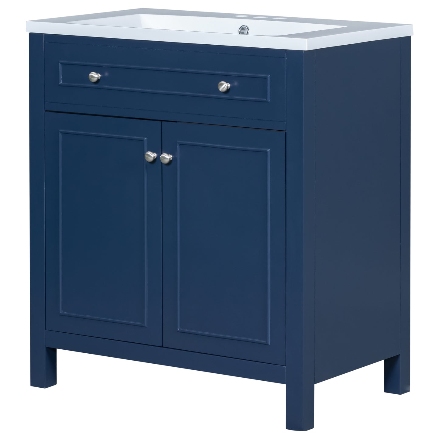 30" Bathroom Vanity Cabinet with Sink Top, Bathroom Storage Cabinet with Two Doors and Adjustable Shelf, Blue