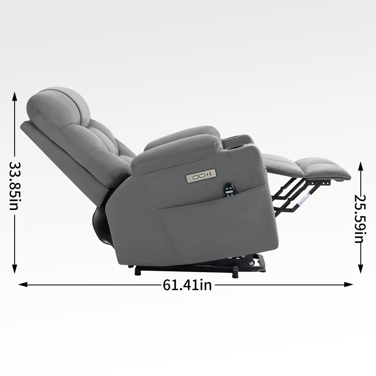 Grey Lift Recliner Chair with Massage, Heat, USB Ports, and Lumbar Support