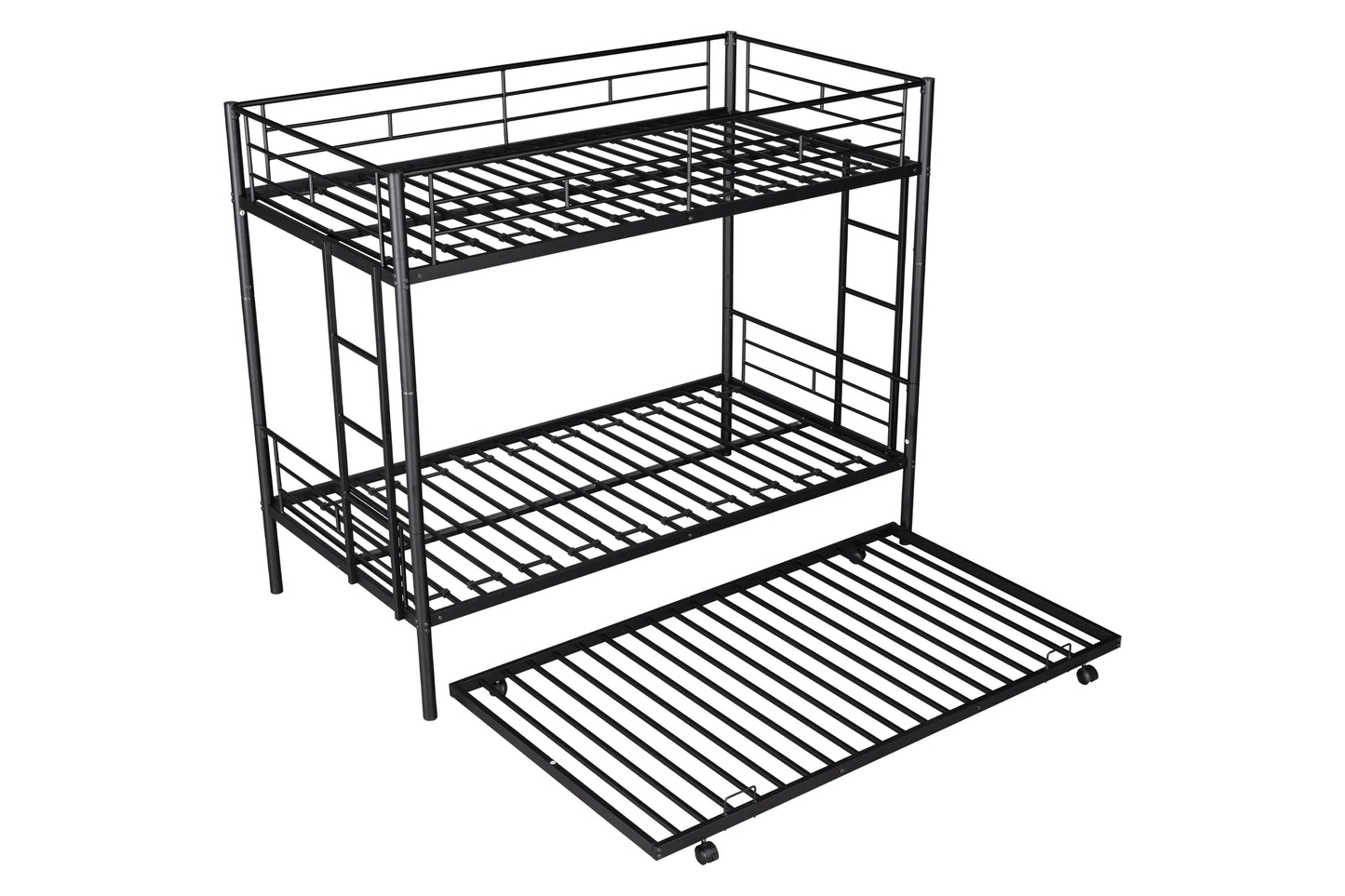 Metal Twin Bunk Bed with Trundle - Durable, Safe, and Quiet Sleep Haven