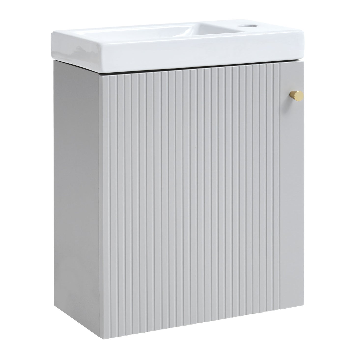 Contemporary 16" Wall-Mounted Bathroom Vanity Combo Cabinet with Ceramic Basin - Ideal for Small Bathrooms