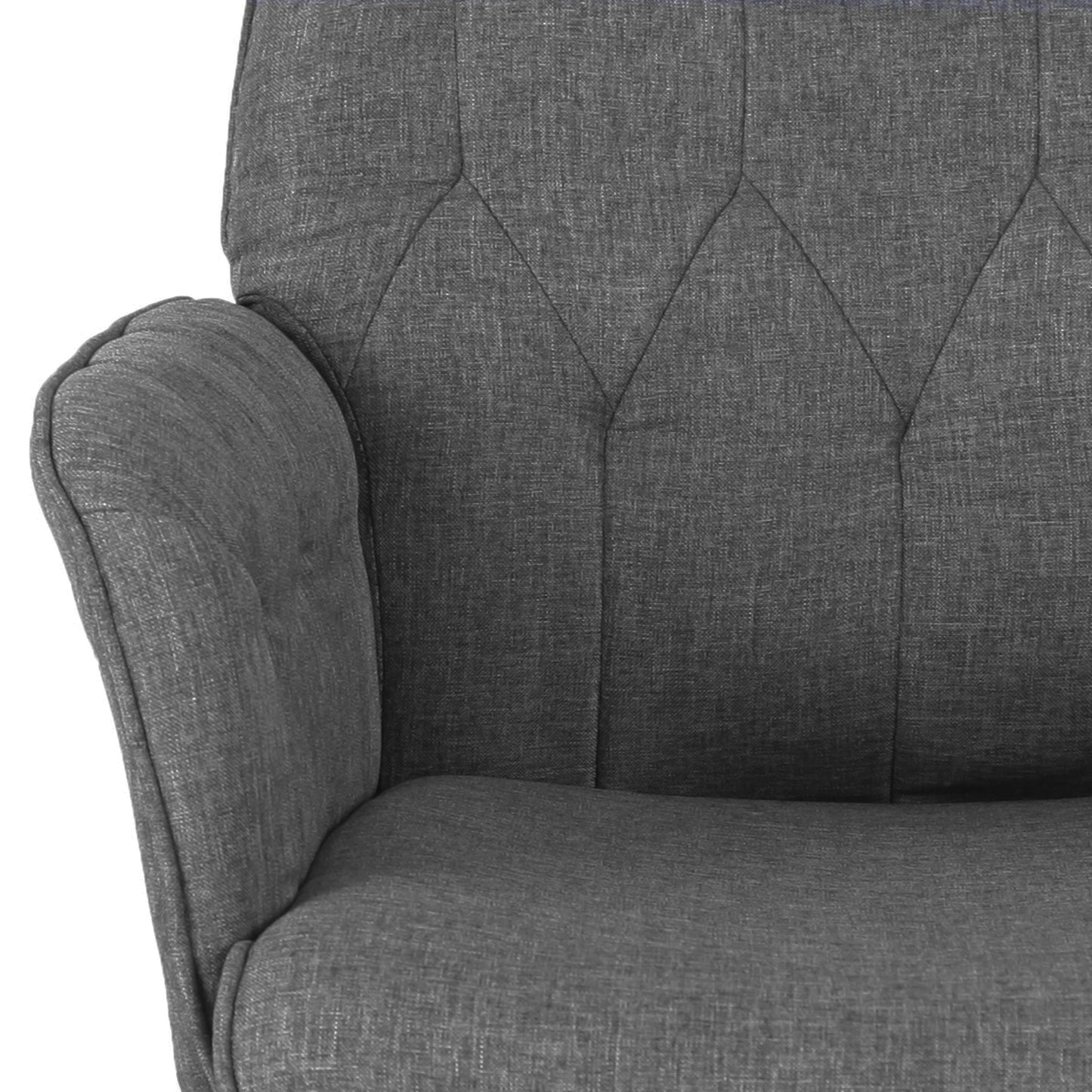 Modern Upholstered Tufted Office Chair with Arms, Grey