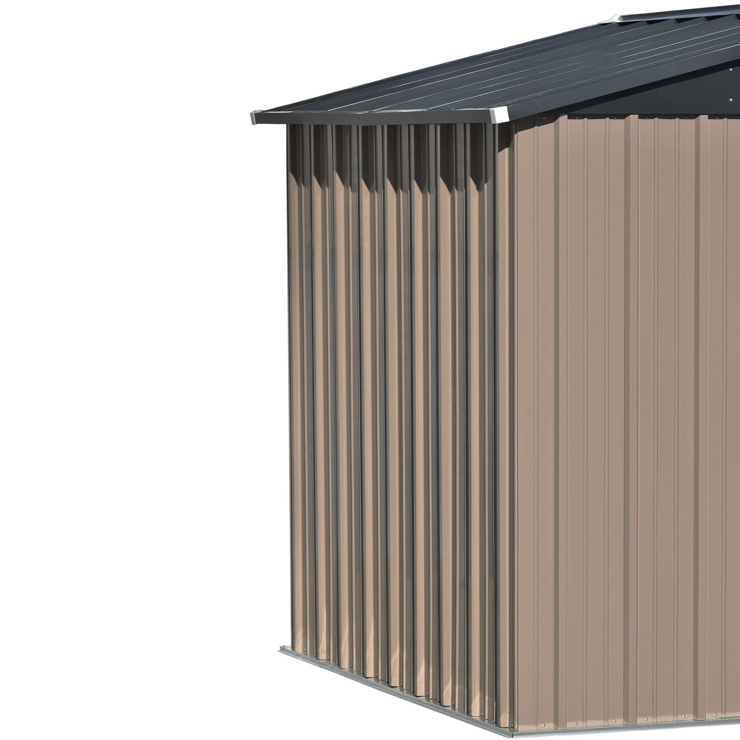 Patio 8ft x6ft Bike Shed Garden Shed, Metal Storage Shed with Adjustable Shelf and Lockable Doors, Tool Cabinet with Vents and Foundation Frame for Backyard, Lawn, Garden, Brown