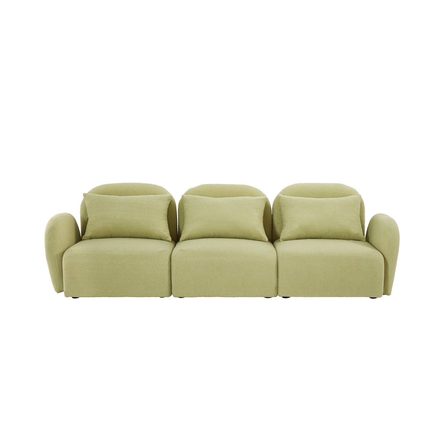 Living Room Furniture Three Seat Lazy Sofa Teddy Fabric Light Green