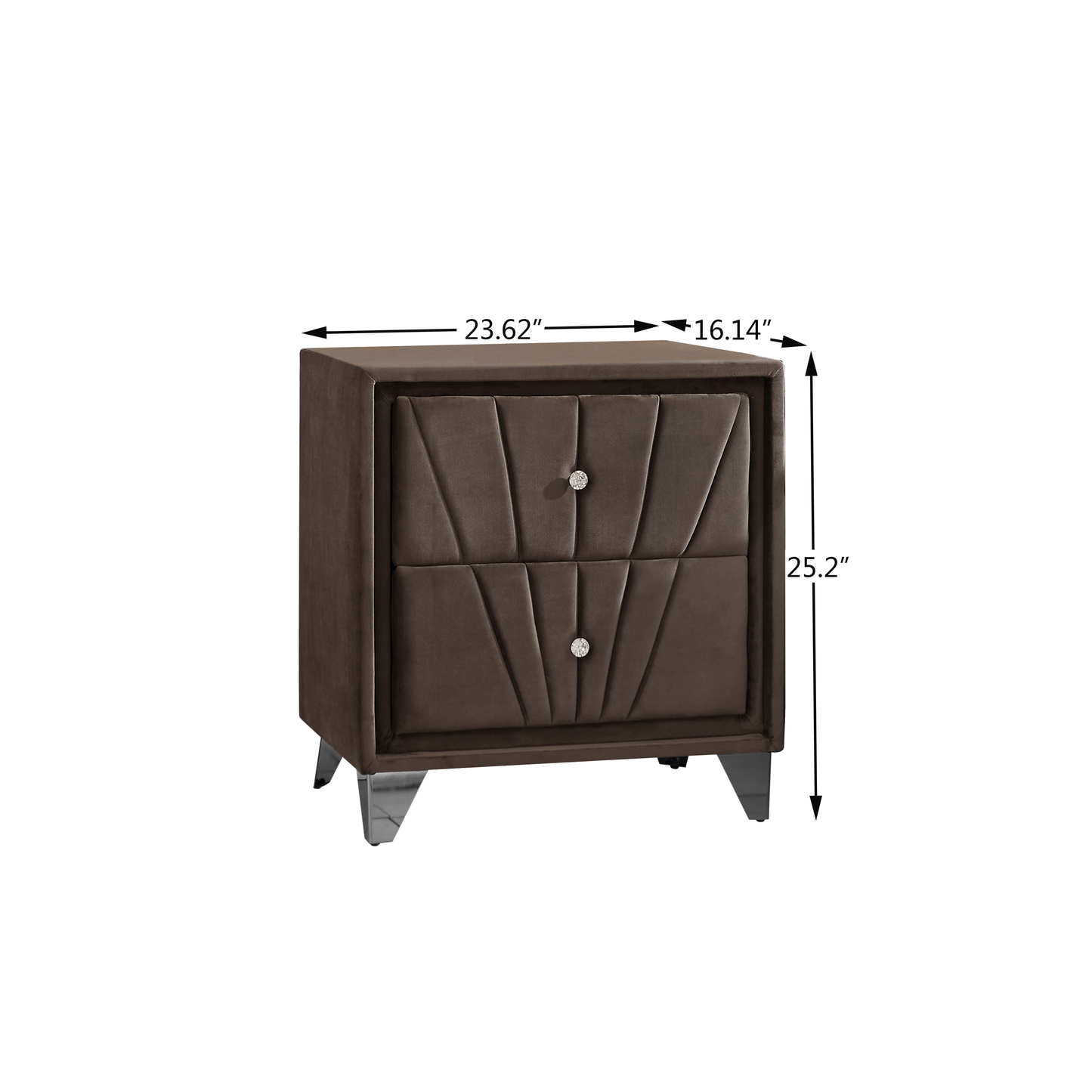 B108-TA Simple beautiful double-decker nightstand, metal legs with Electroplate，Brown Flannelette