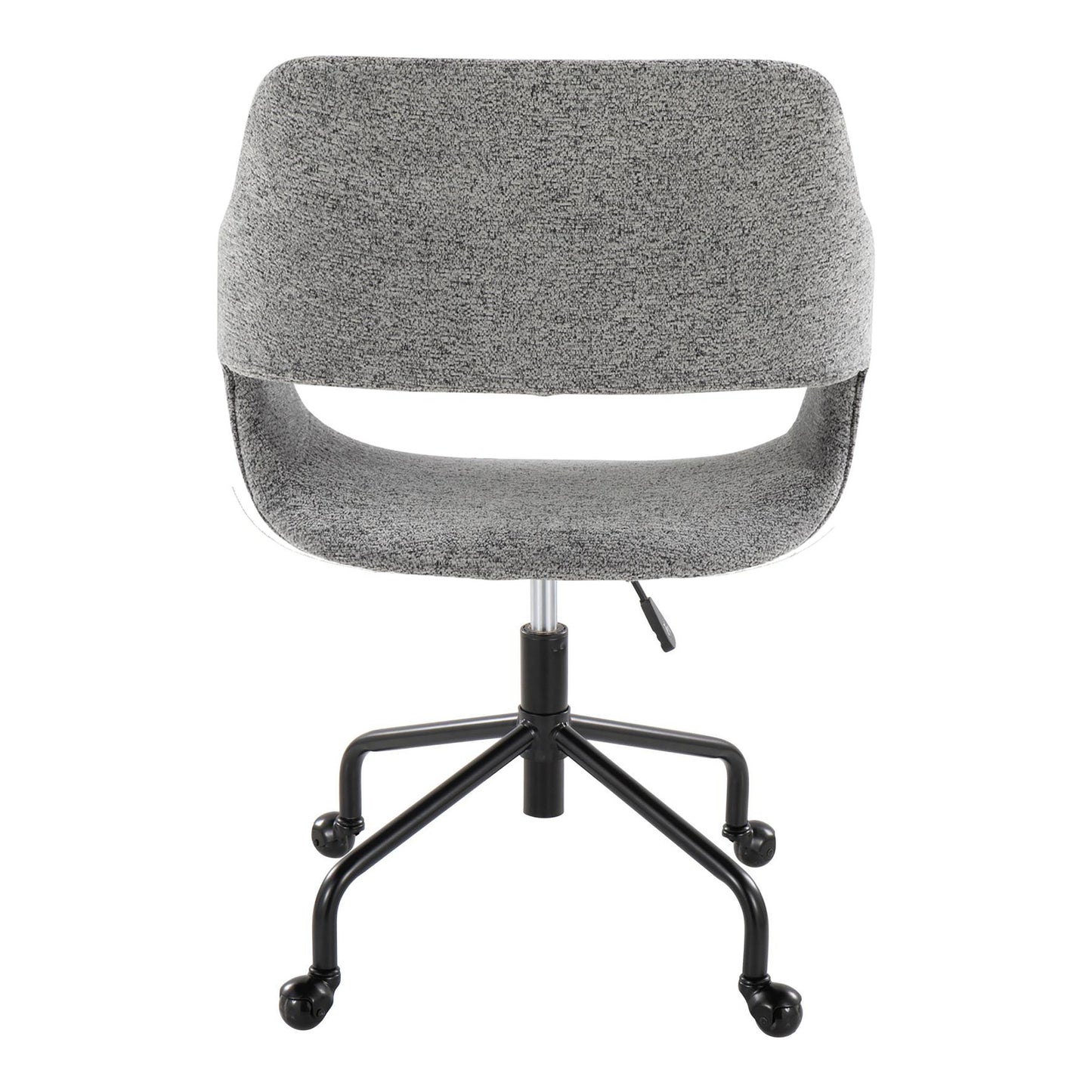 Margarite Contemporary Adjustable Office Chair in Black Metal and Grey Fabric by LumiSource