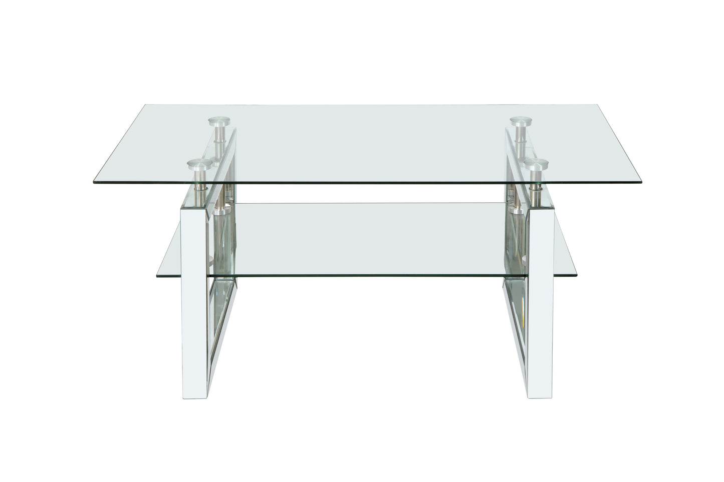 Modern Transparent Tempered Glass Coffee Table with Mirror Design