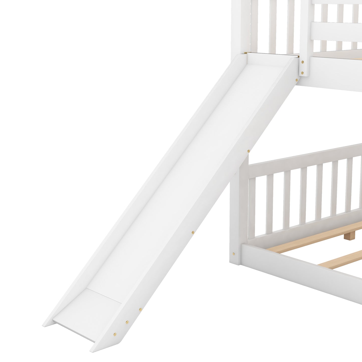 Fun White Full over Full Bunk Bed with Removable Slide and Ladder