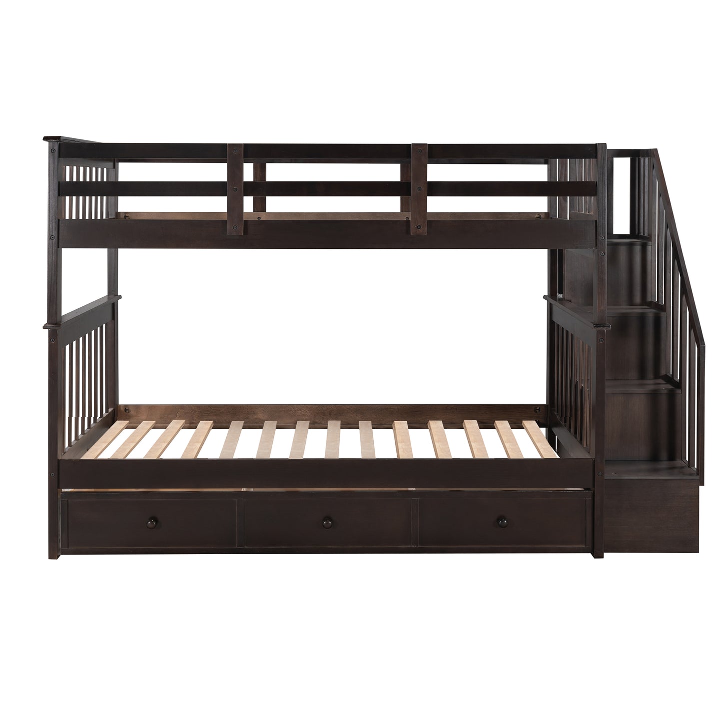 Staircase Twin Bunk Bed with Storage Drawers - Espresso