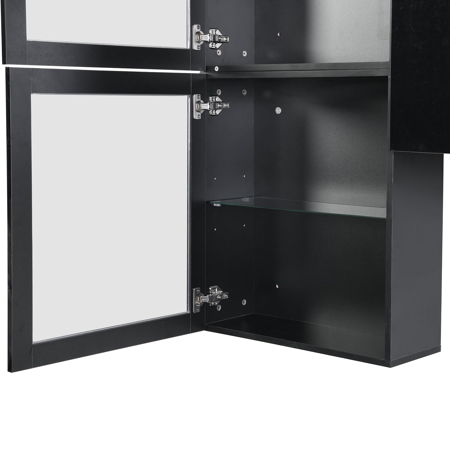 Modern Black High Gloss TV Stand with 9 Storage Cabinets