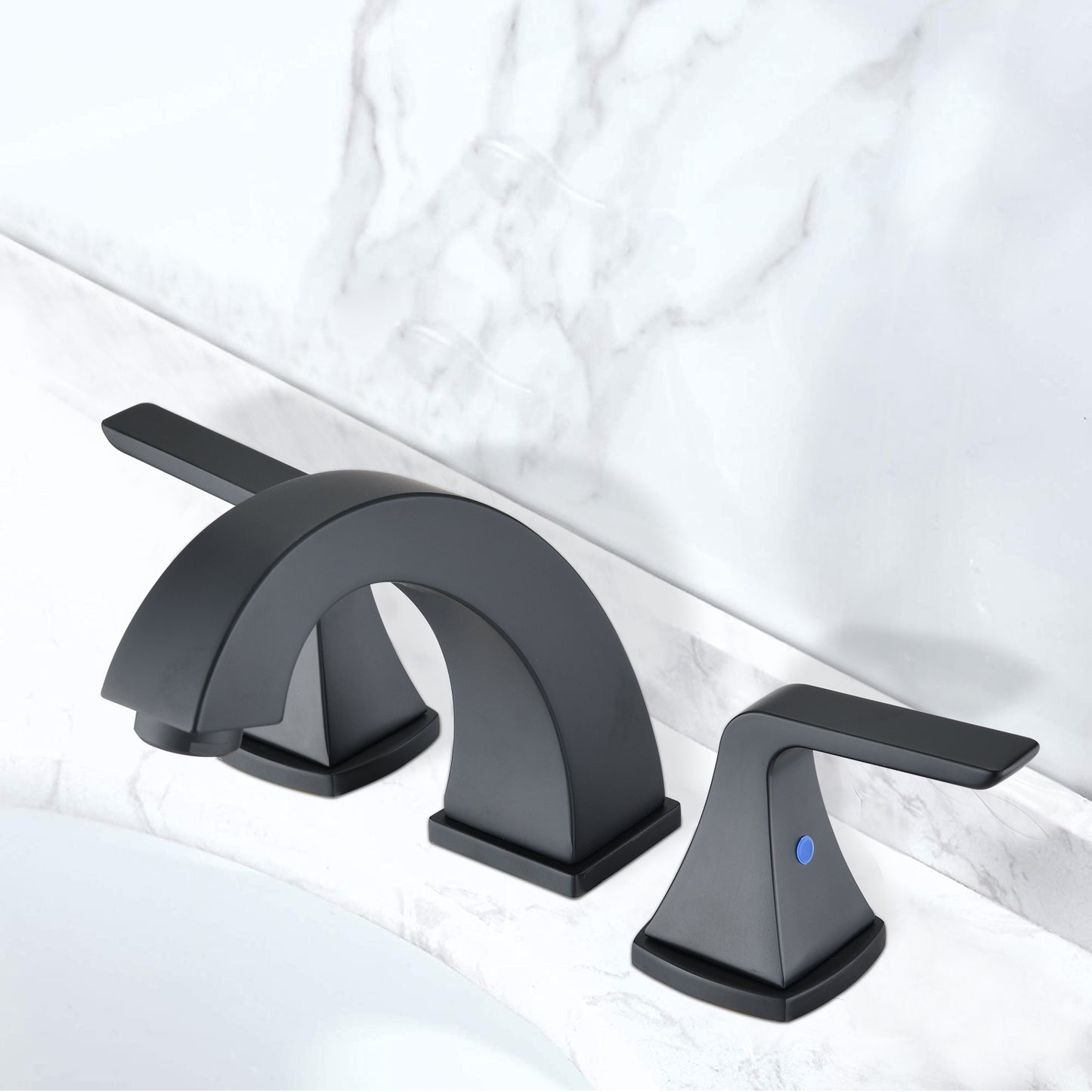 Matte Black Widespread Bathroom Faucet Set with Pop Up Drain