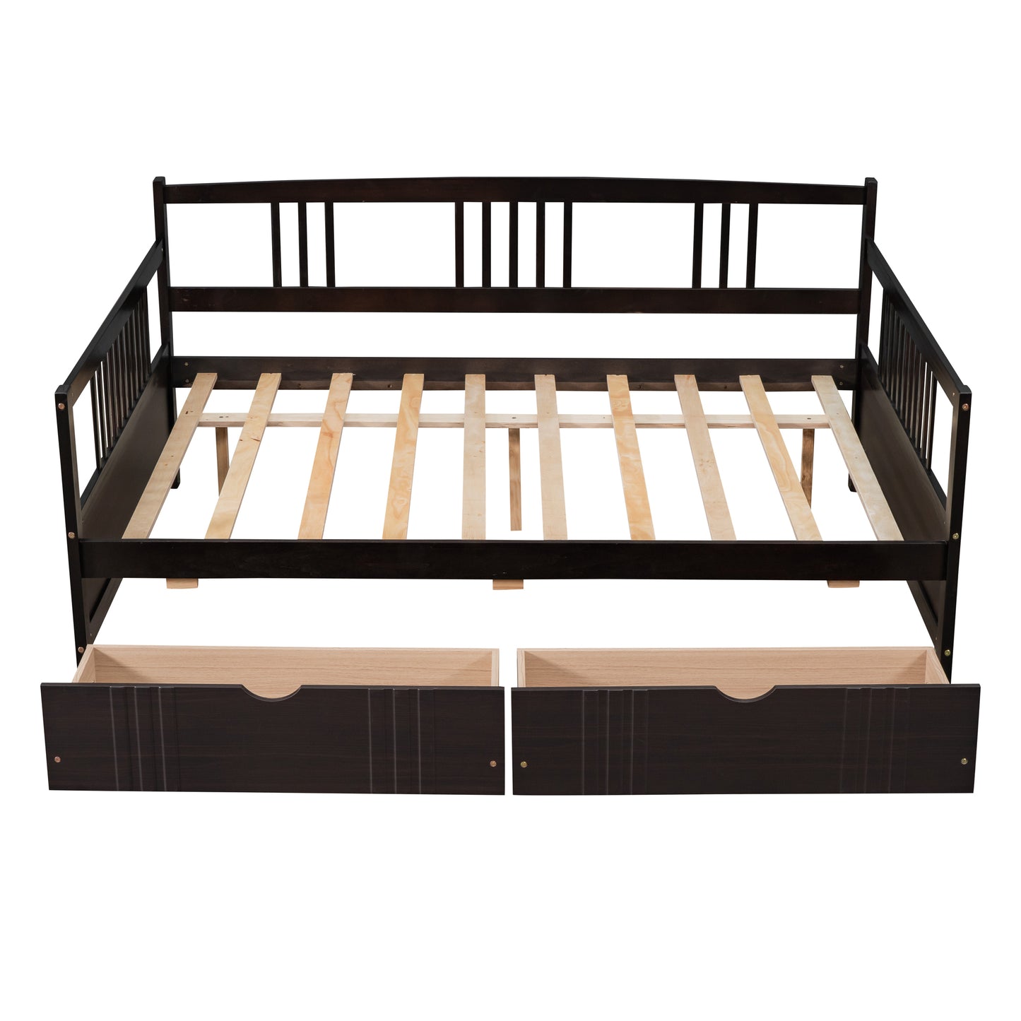 Full Size Daybed Wood Bed with Two Drawers,Espresso