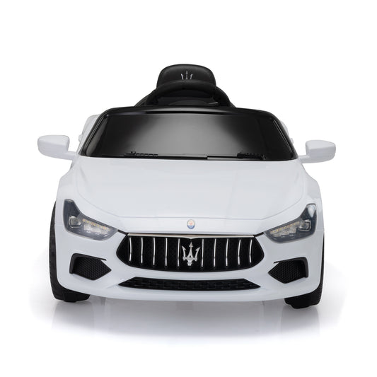 Maserati Ghibli-licensed 12V Kids Ride on Car with Remote Control, Music and Lights,White