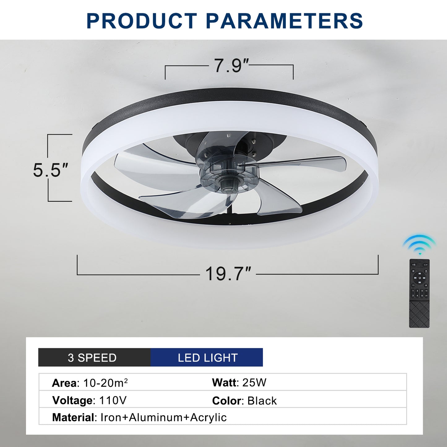 Modern Ceiling Fan with Adjustable LED Lights