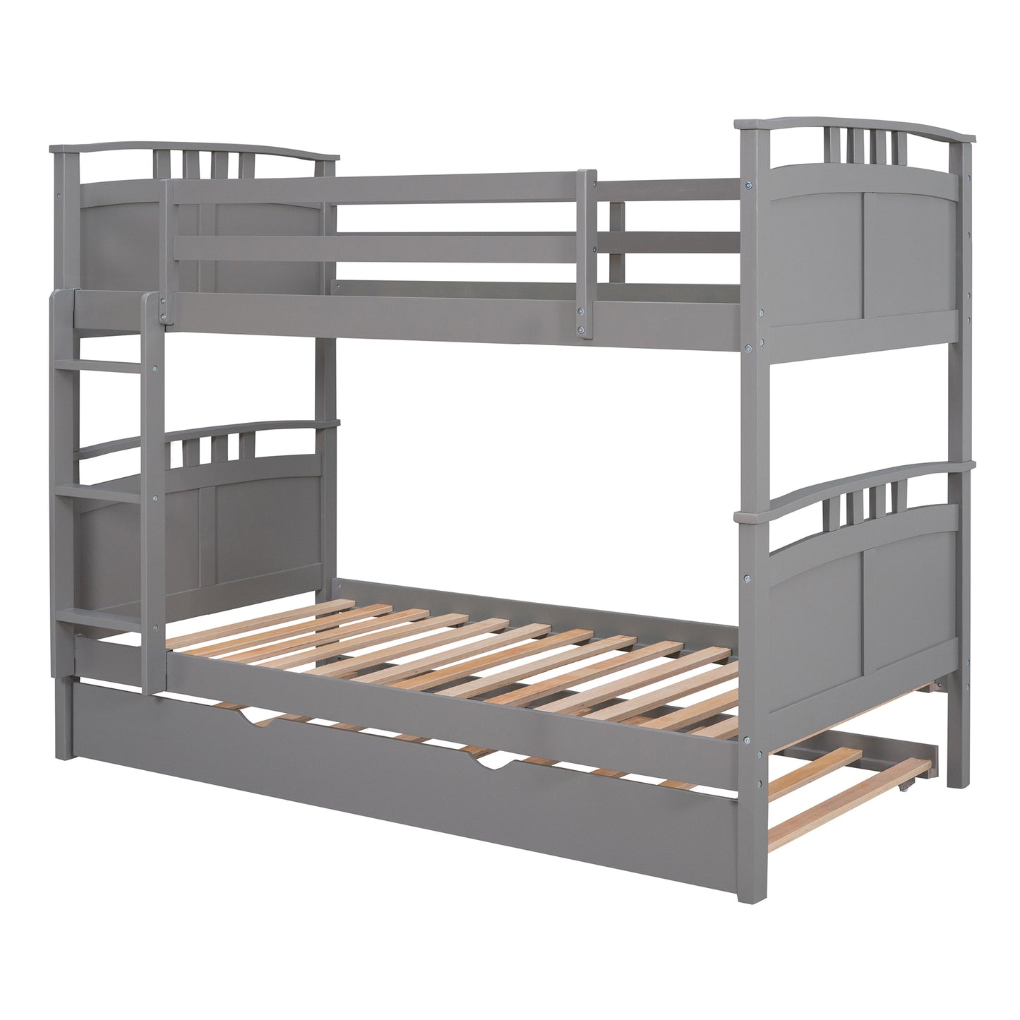 Separable Twin Over Twin Bunk Bed Set with Trundle - Charcoal Gray