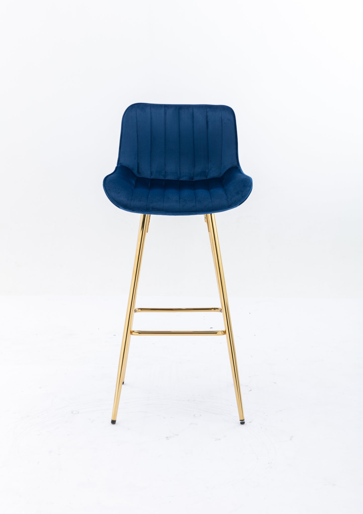 30 inch Set of 2 Bar Stools,with Chrome Footrest Velvet Fabric Counter Stool Golden Leg Simple High Bar Stool,BLUE