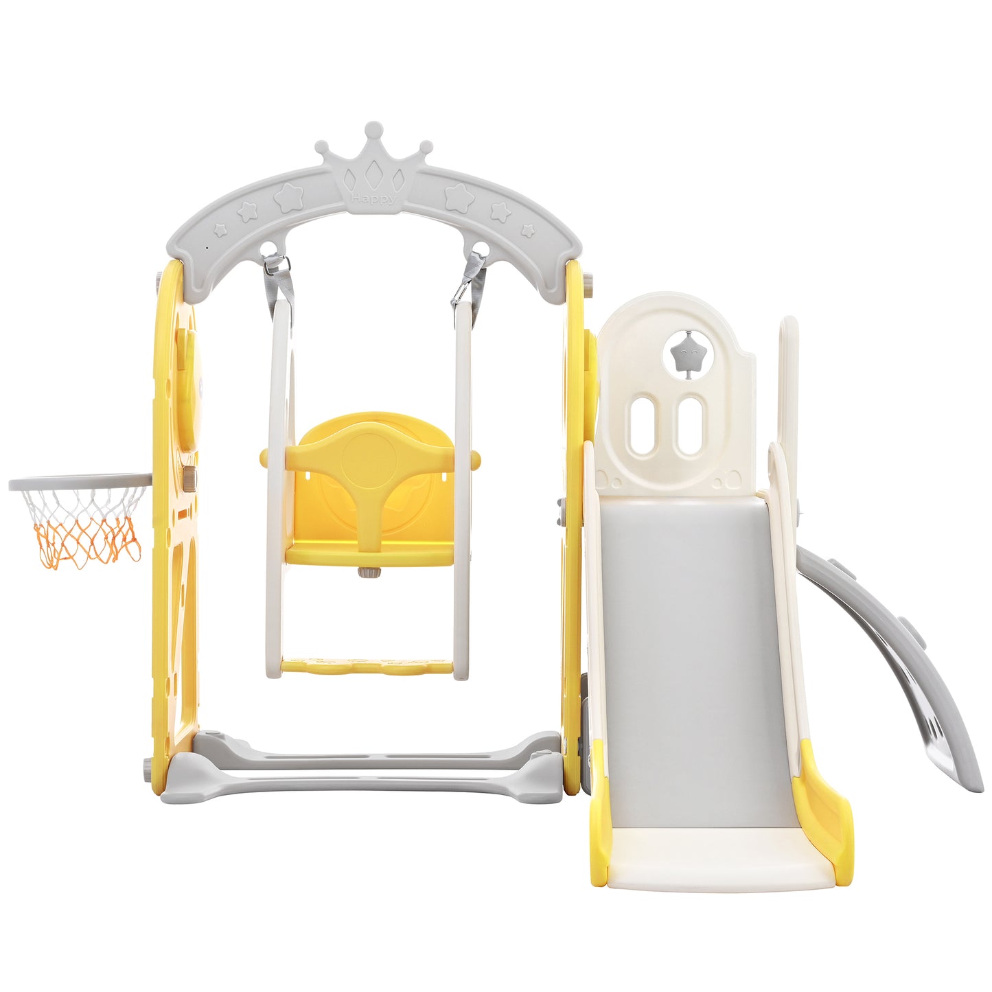 Toddler Slide and Swing Set 5 in 1, Kids Playground Climber Slide Playset with Basketball Hoop Freestanding Combination for Babies Indoor & Outdoor