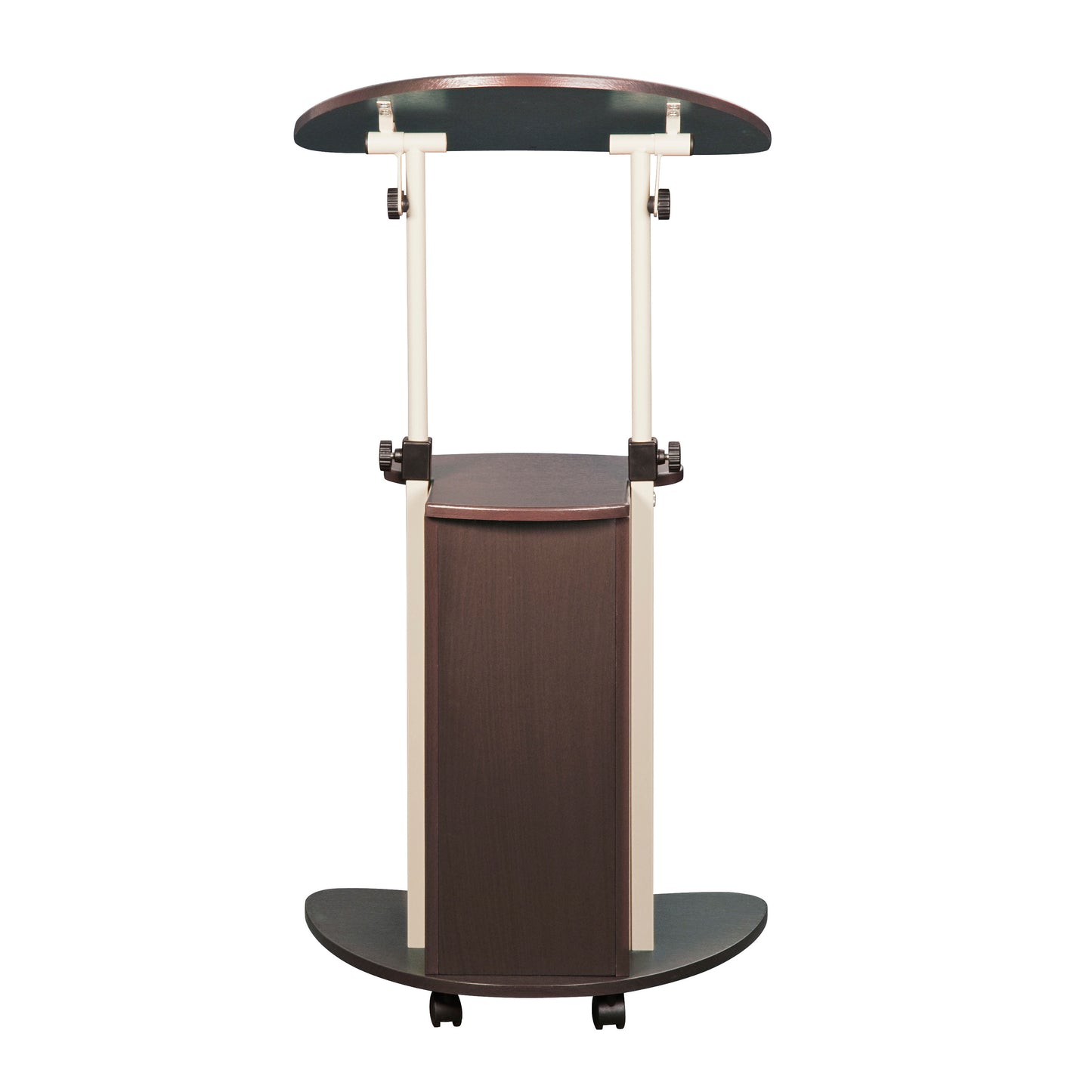 Sit-to-Stand Laptop Cart with Adjustable Height and Storage in Chocolate Finish