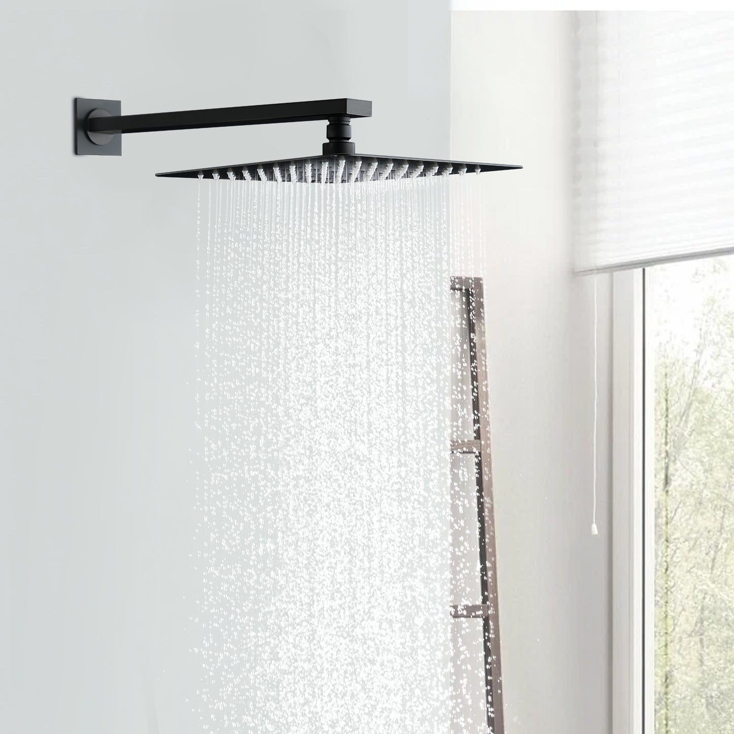 Square Stainless Steel Shower Head with High Pressure Waterfall Design