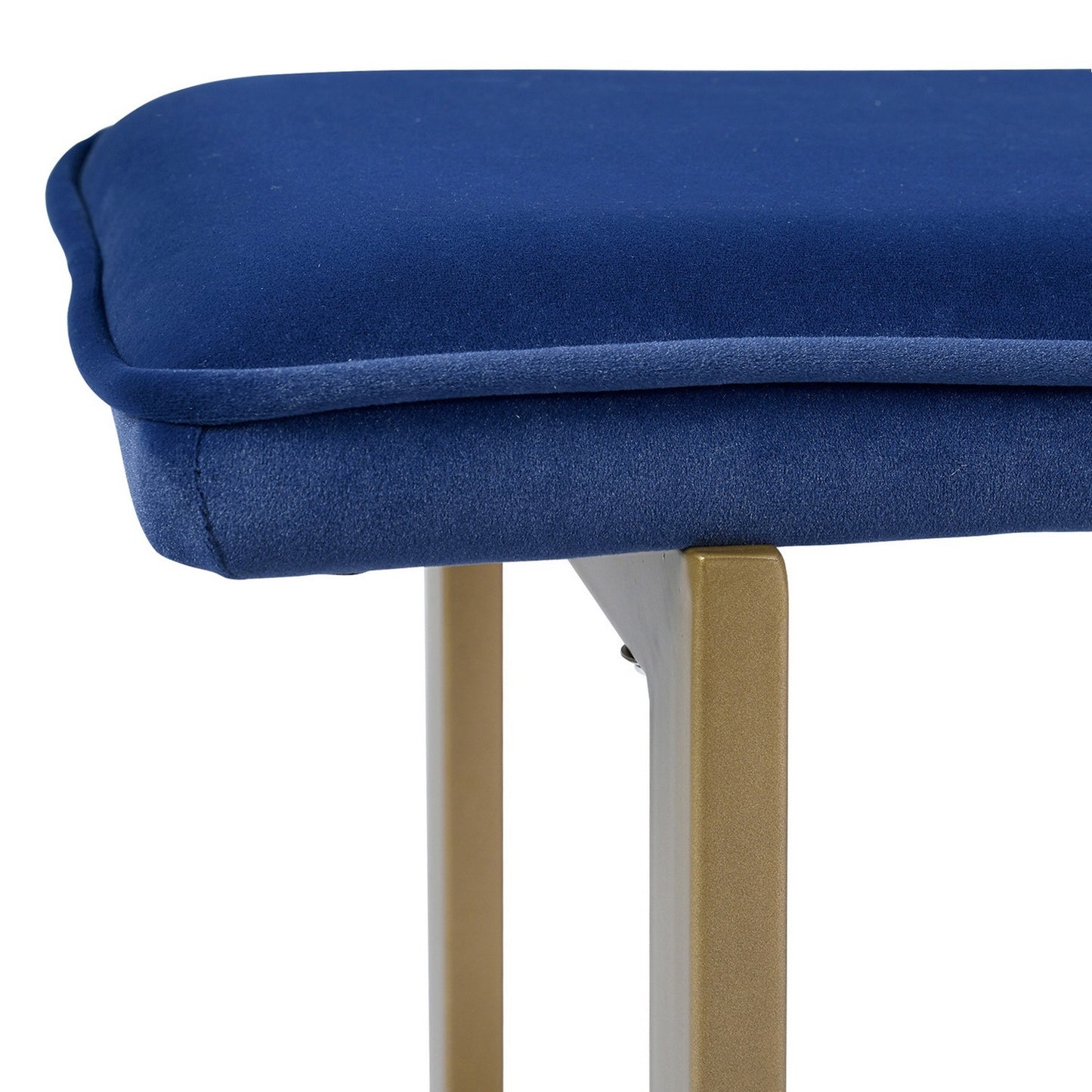 Set of 1 Upholstered Velvet Bench 44.5" W x 15" D x 18.5" H,Golden Powder Coating Legs  - BLUE