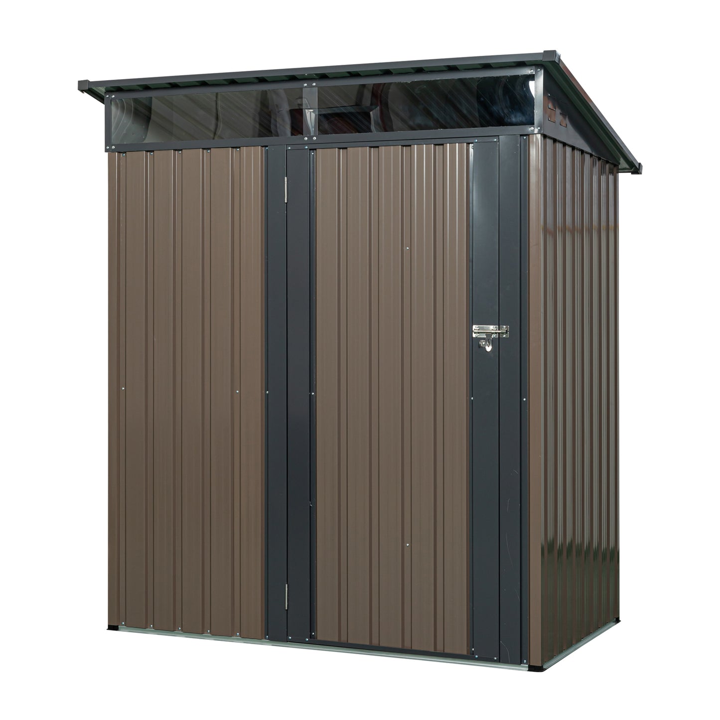 TC53BR 5ft x 3ft Outdoor Metal Storage Shed Transparent plate brown