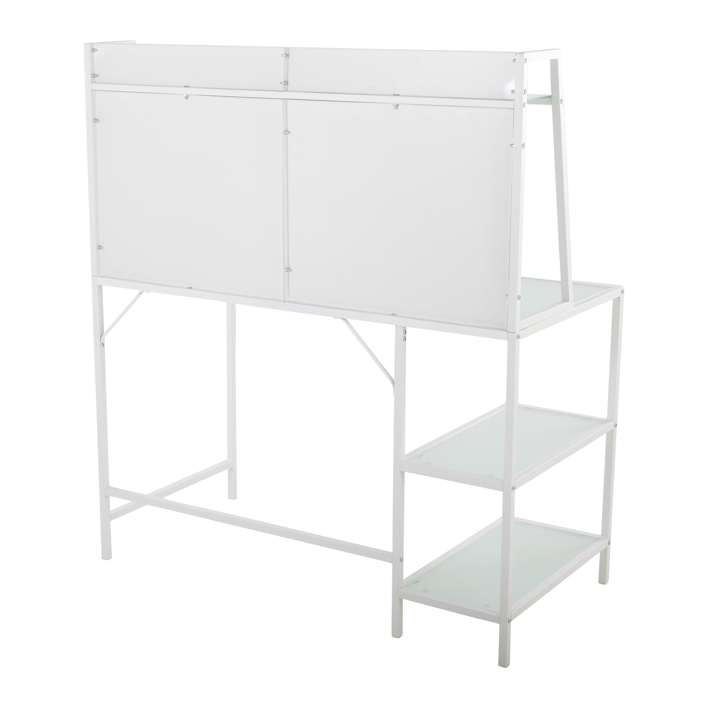 Contemporary Glass and Metal Desk with Built-in Shelves by LumiSource