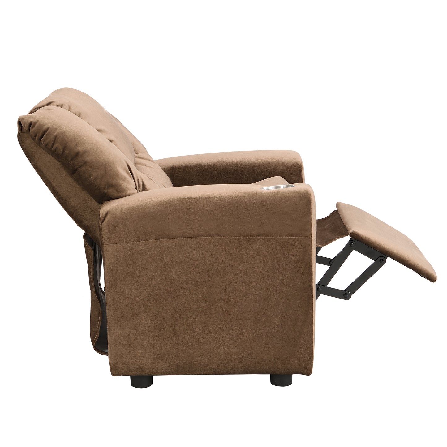 Kids Velvet Recliner Chair with Cup Holder and Footrest