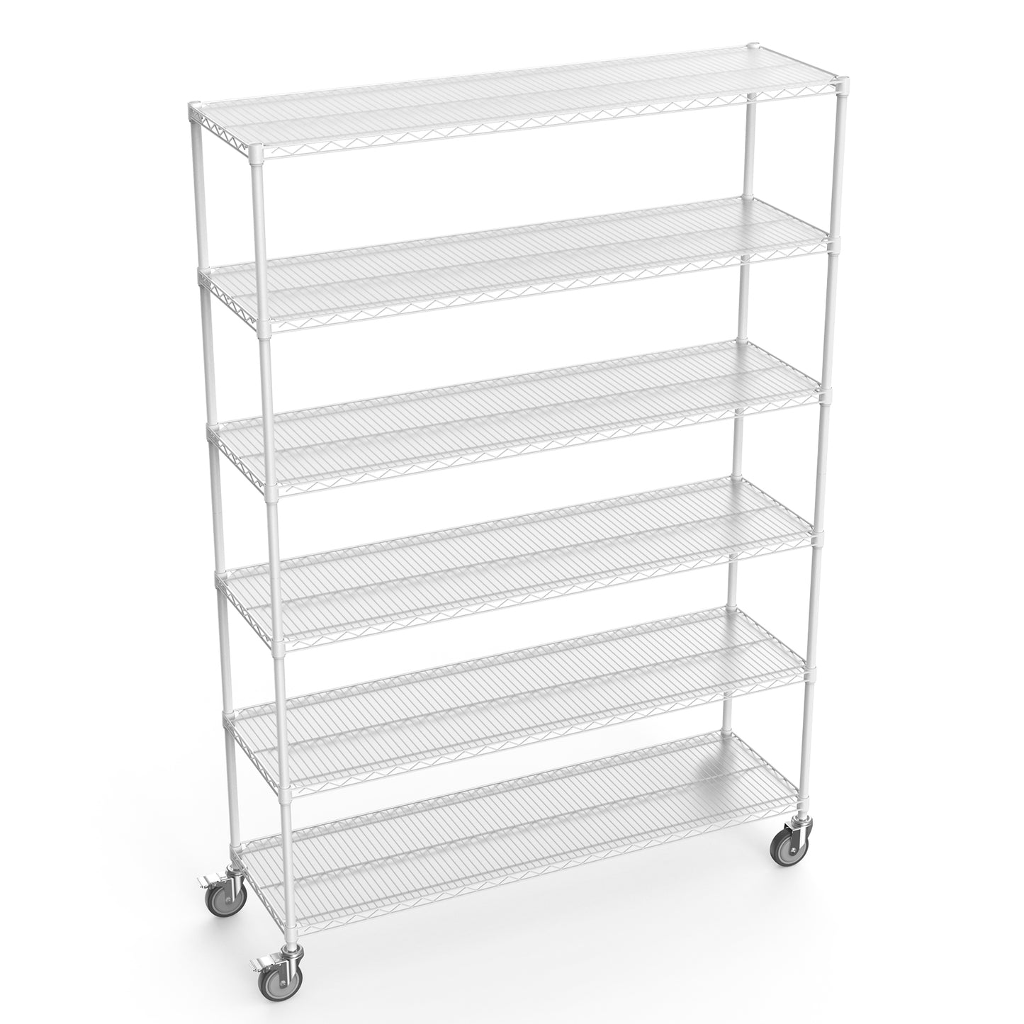 6 Tier Wire Shelving Unit, 6000 LBS NSF Height Adjustable Metal Garage Storage Shelves with Wheels, Heavy Duty Storage Wire Rack Metal Shelves - White - 186082