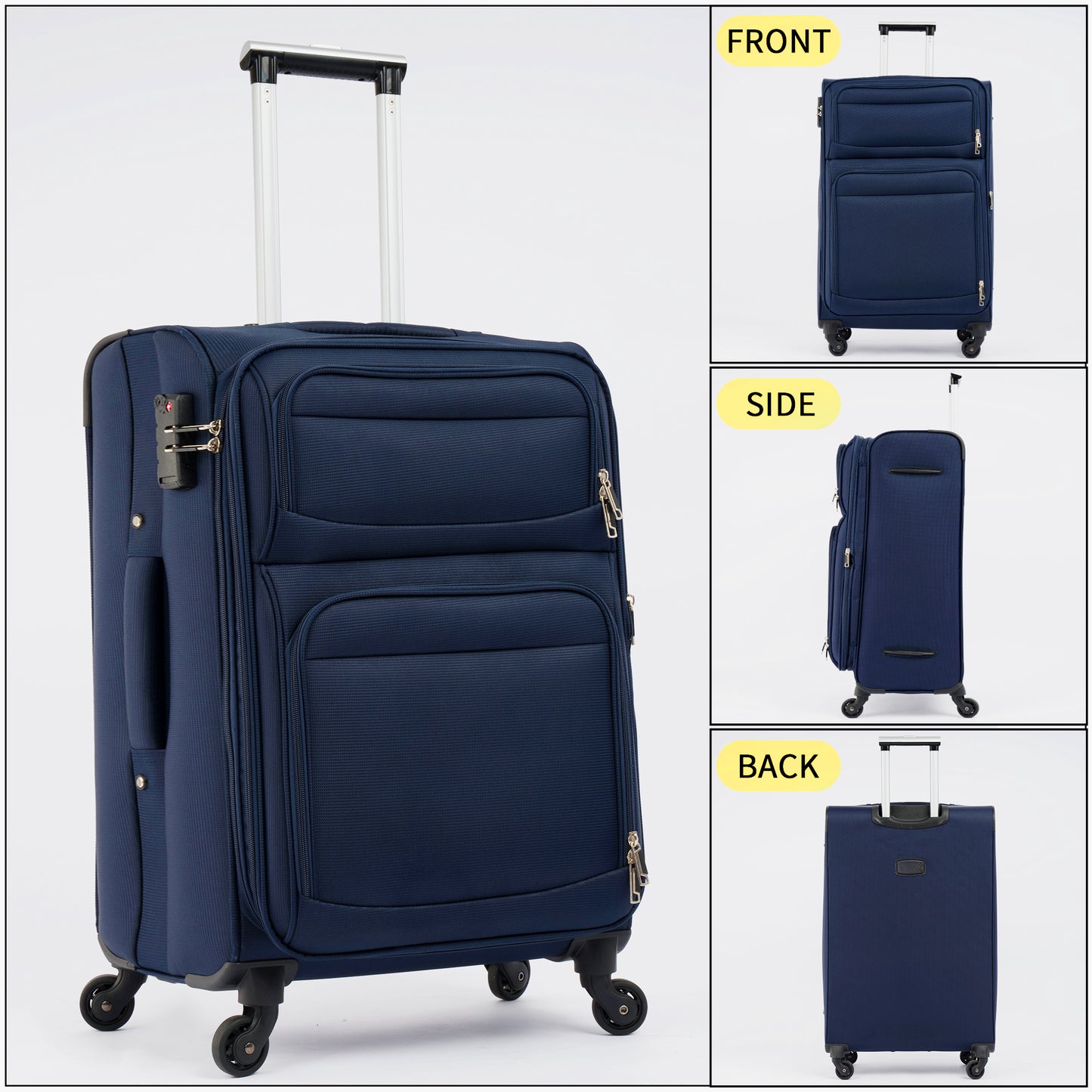 Softside Luggage Expandable 3 Piece Set Suitcase Upright Spinner Softshell Lightweight Luggage Travel Set