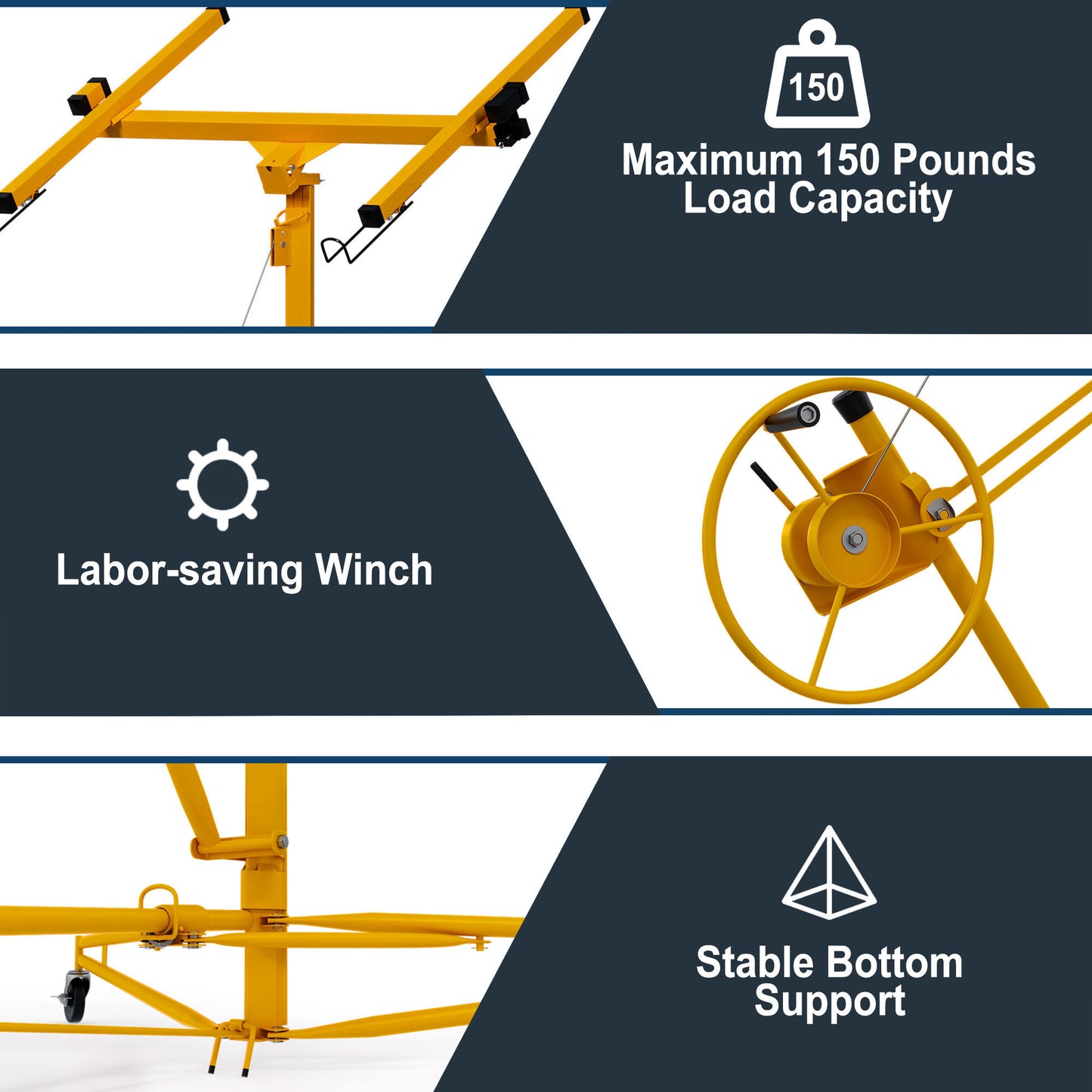 16ft Lift Drywall Panel Hoist Jack for Ceiling - Yellow