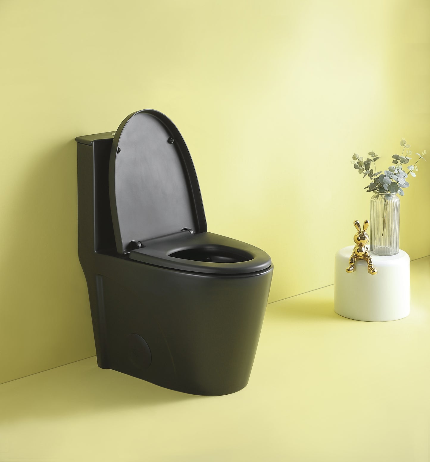 15 5/8 Inch 1.1/1.6 GPF Dual Flush 1-Piece Elongated Toilet with Soft-Close Seat - Matte Black 24T01-MB